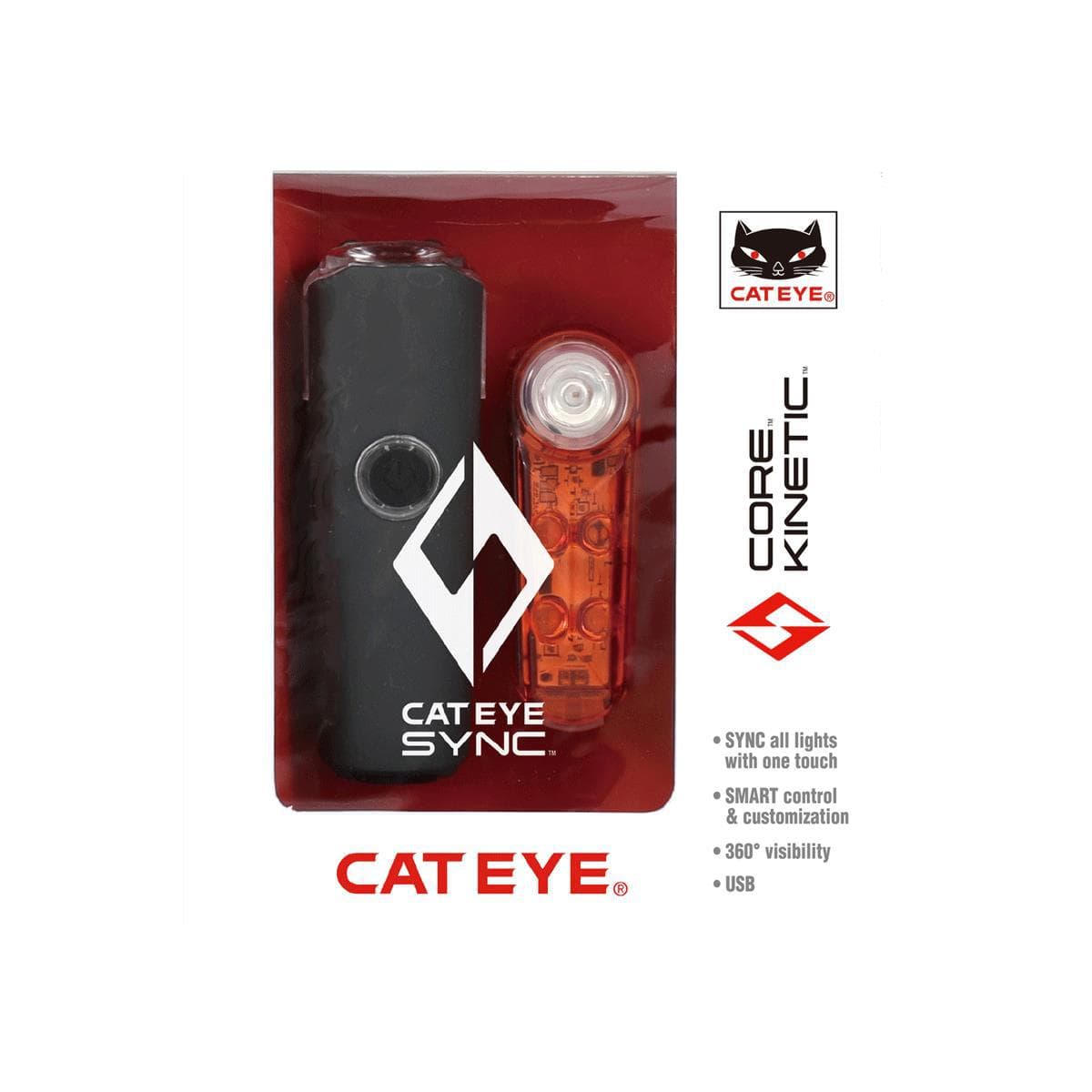Cateye Sync Core / Sync Kinetic Bluetooth Connected Bike Light Set: