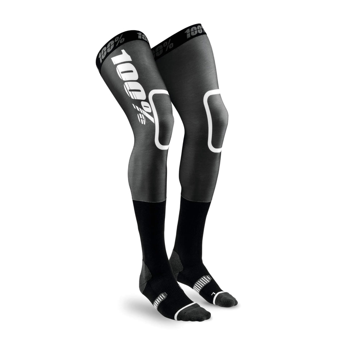 100% REV MX Knee Brace Socks Black / White S/M