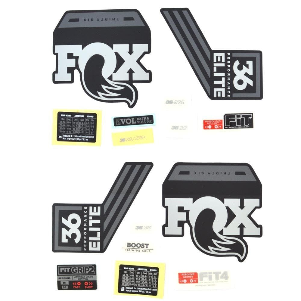 FOX Fork 36 P-SE Decal Kit 2019 Gray Logo / Matte Black