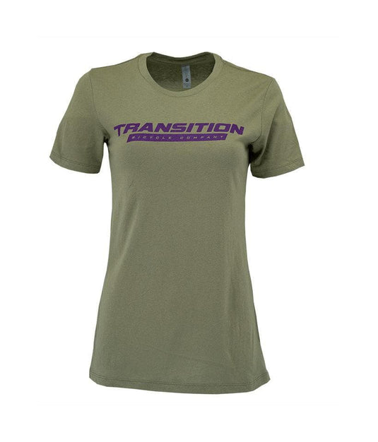 Transition TBC Womans T-Shirt Standard Logo (Olive & Purple, L)