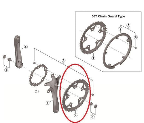 Shimano Spares FC-RS200 chainring; 50T-F