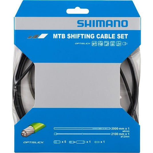 Shimano Spares MTB gear cable set for rear only; OPTISLICK coated stainless steel inners; black