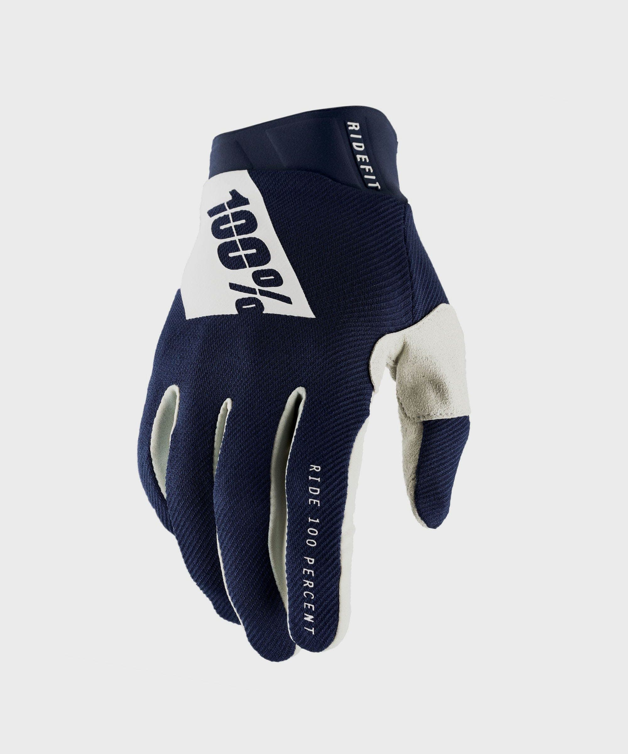 100% Ridefit Gloves Navy / White L