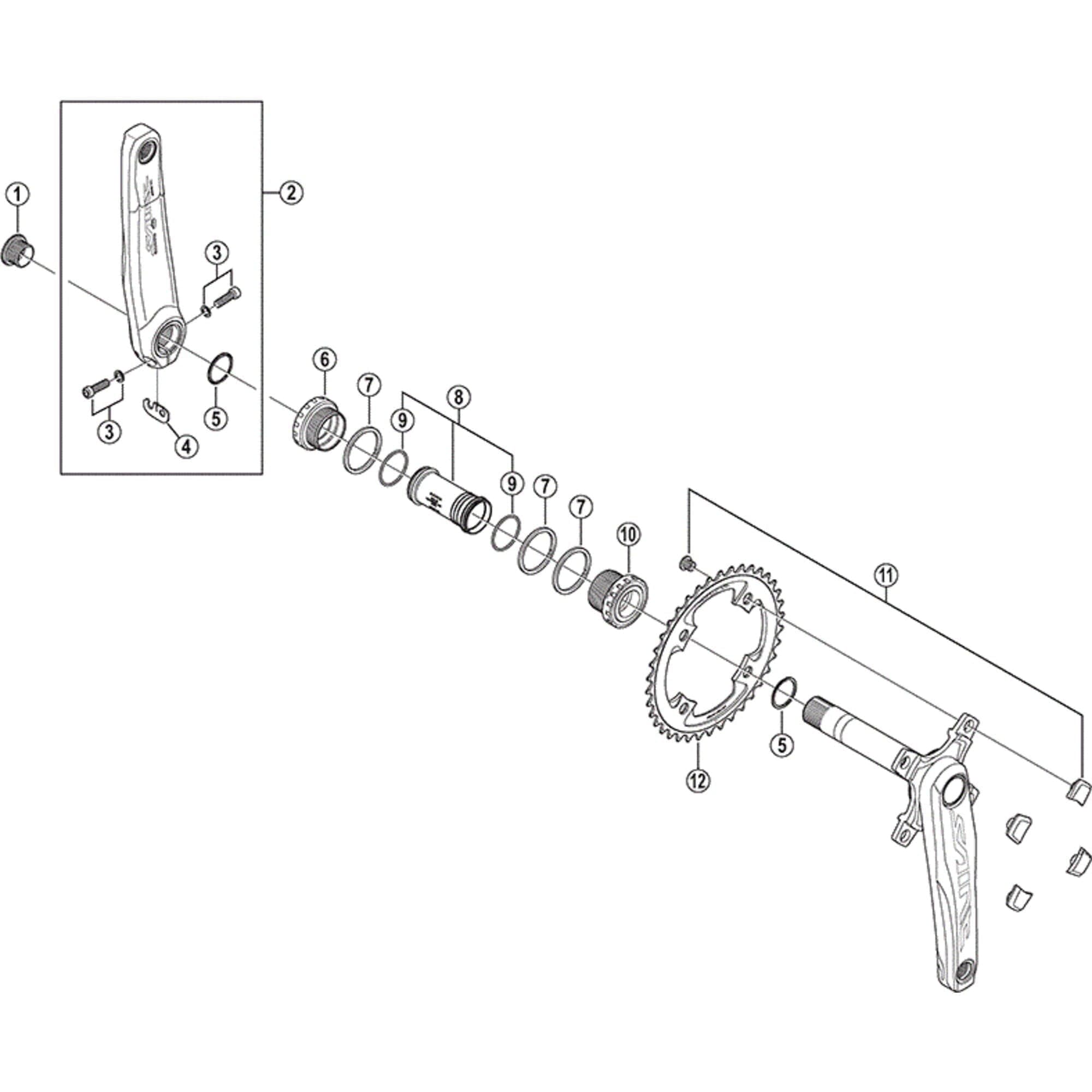 Shimano Spares FC-M820 left hand crank arm, 170 mm