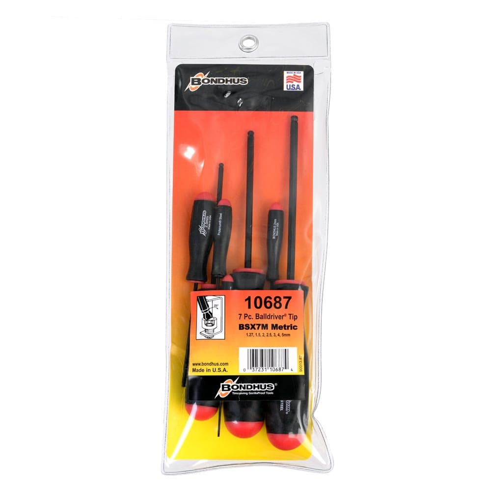 Bondhus Ball Hex Screwdriver Set Red 1.27-5mm