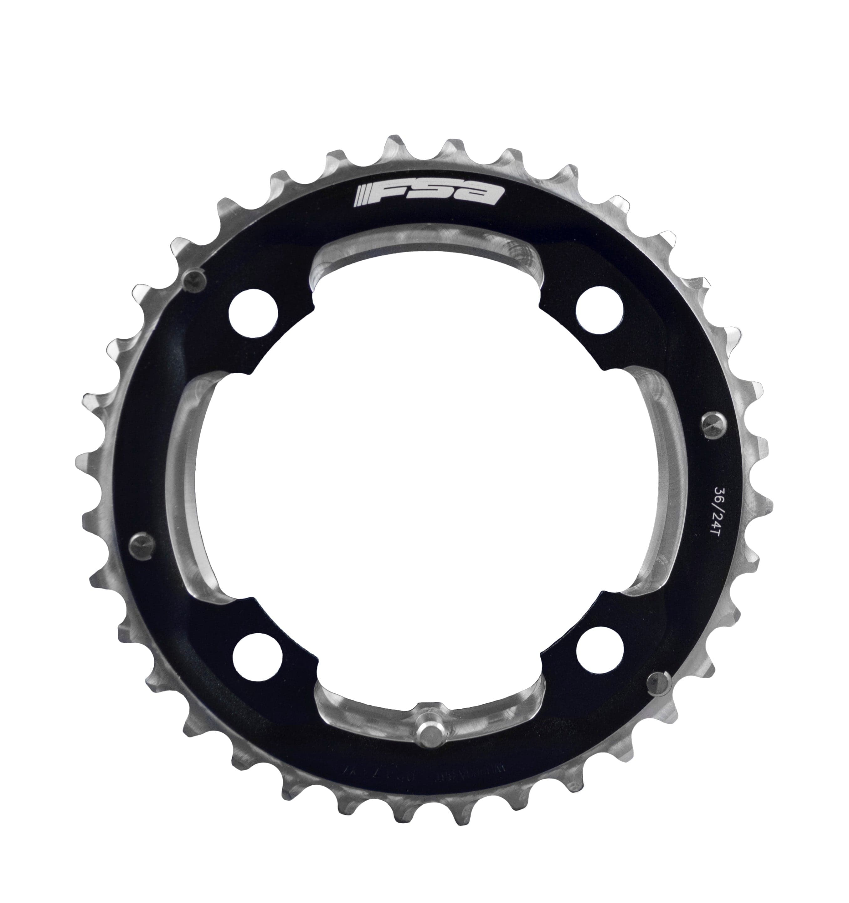 FSA Alloy MTB Chainring (2x10, 104x36T, Black, 4h, 12mm Pin)