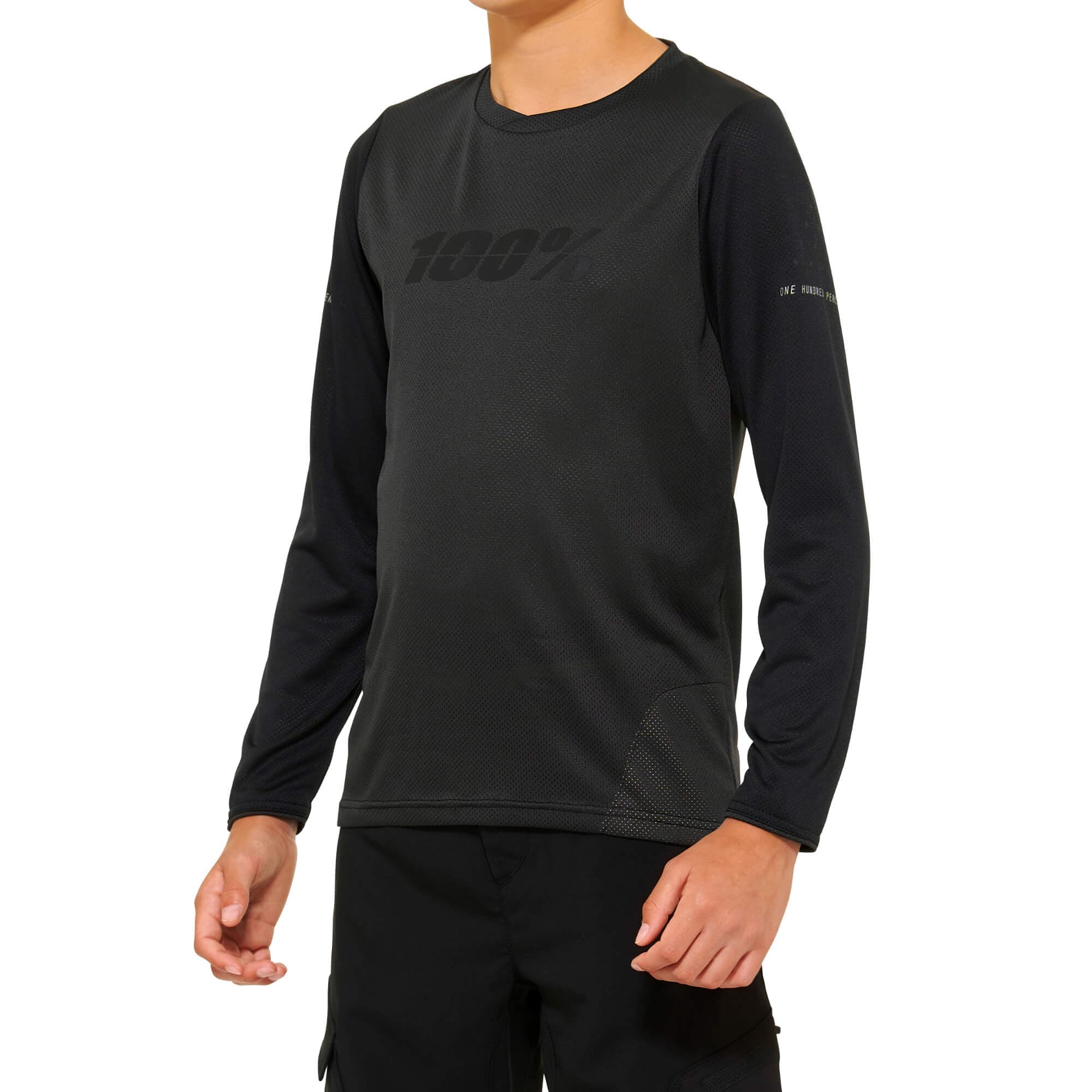 100% Ridecamp Youth Long Sleeve Jersey 2022 Black / Charcoal