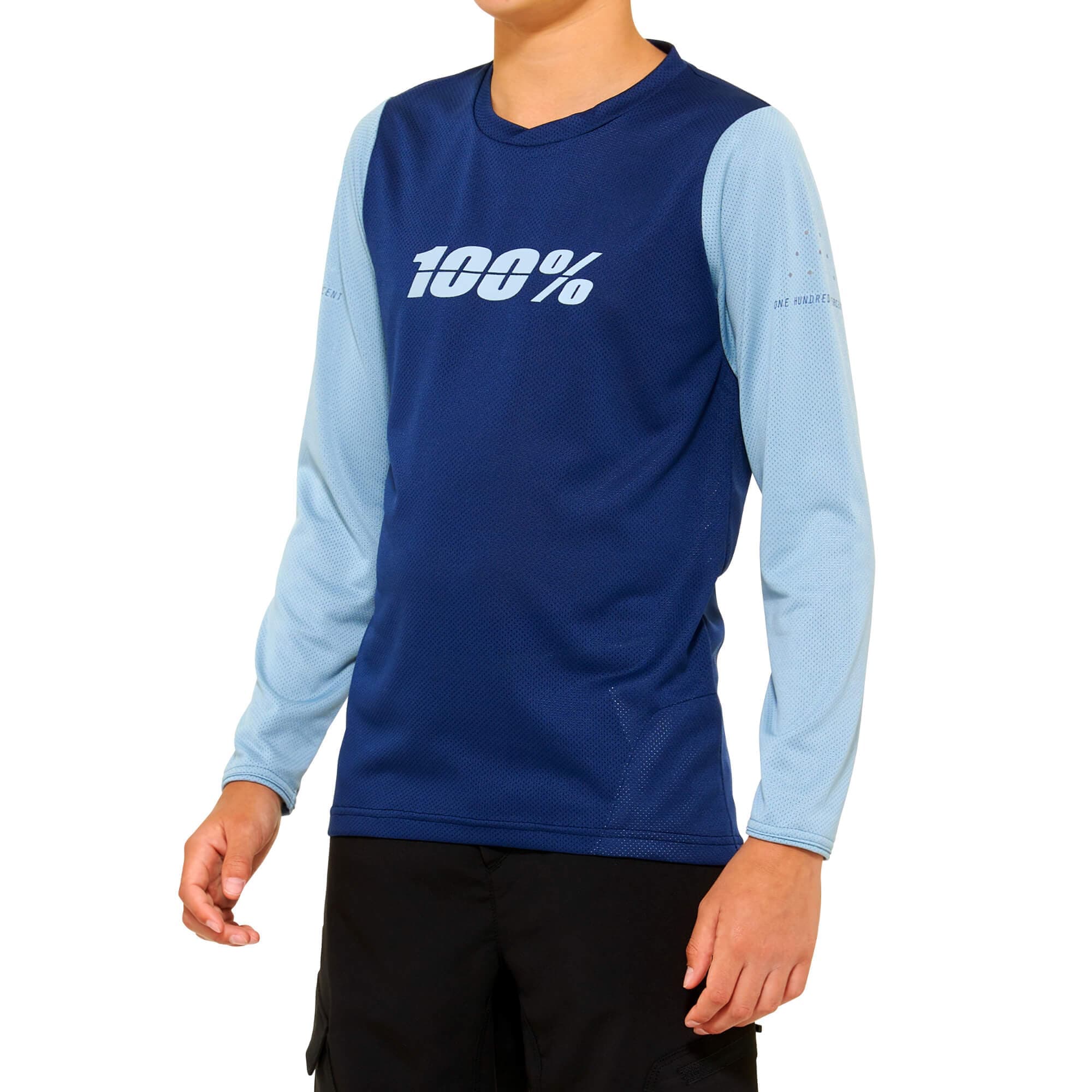 100% Ridecamp Youth Long Sleeve Jersey 2022 Navy / Slate