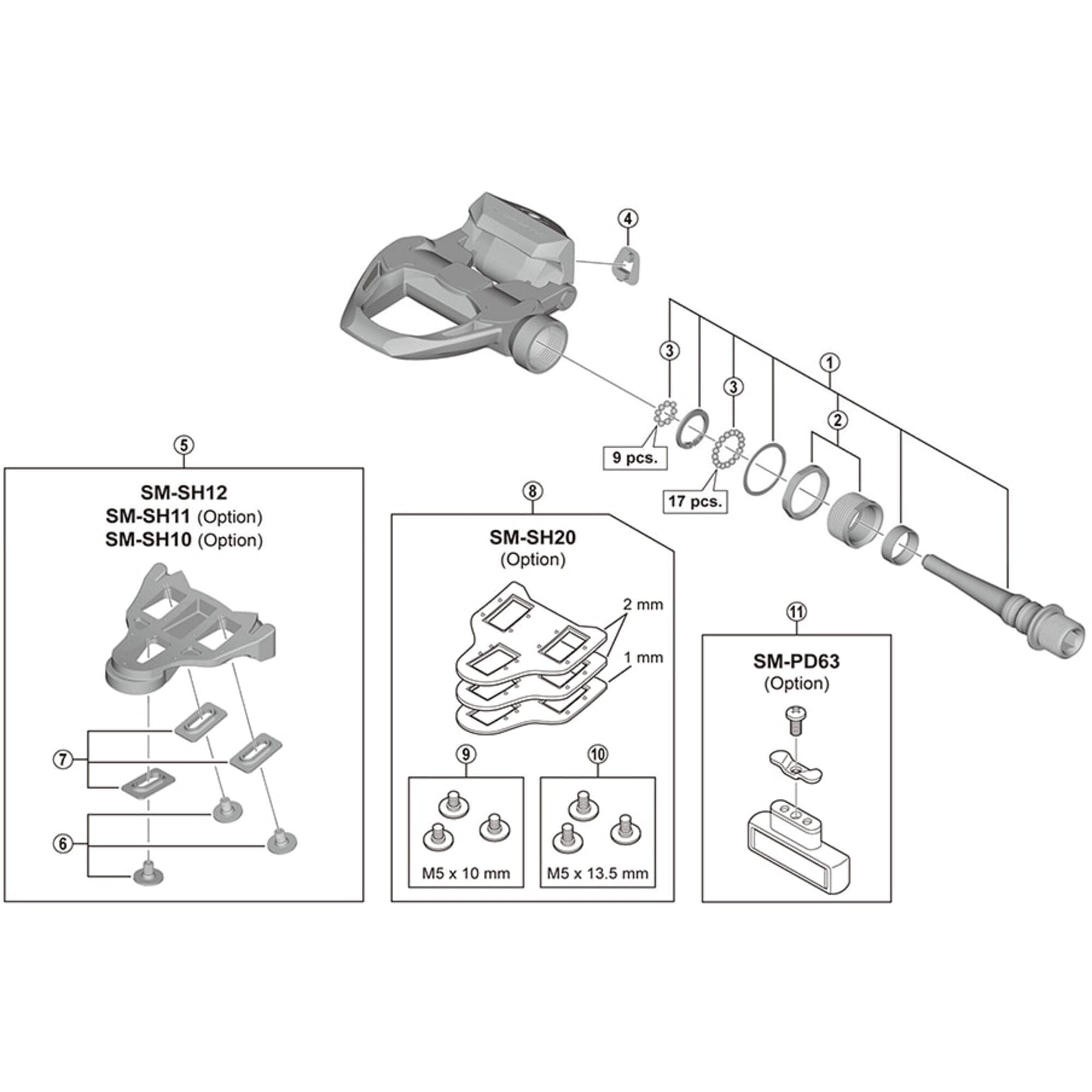 Shimano Dura Ace SPD-SL 13.5 mm cleat bolts x 6