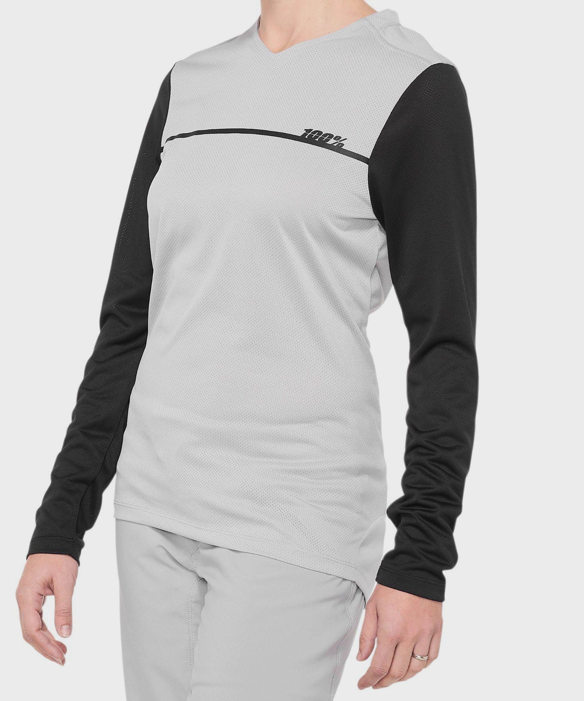 100% Ridecamp Women's Long Sleeve Jersey Grey / Black M