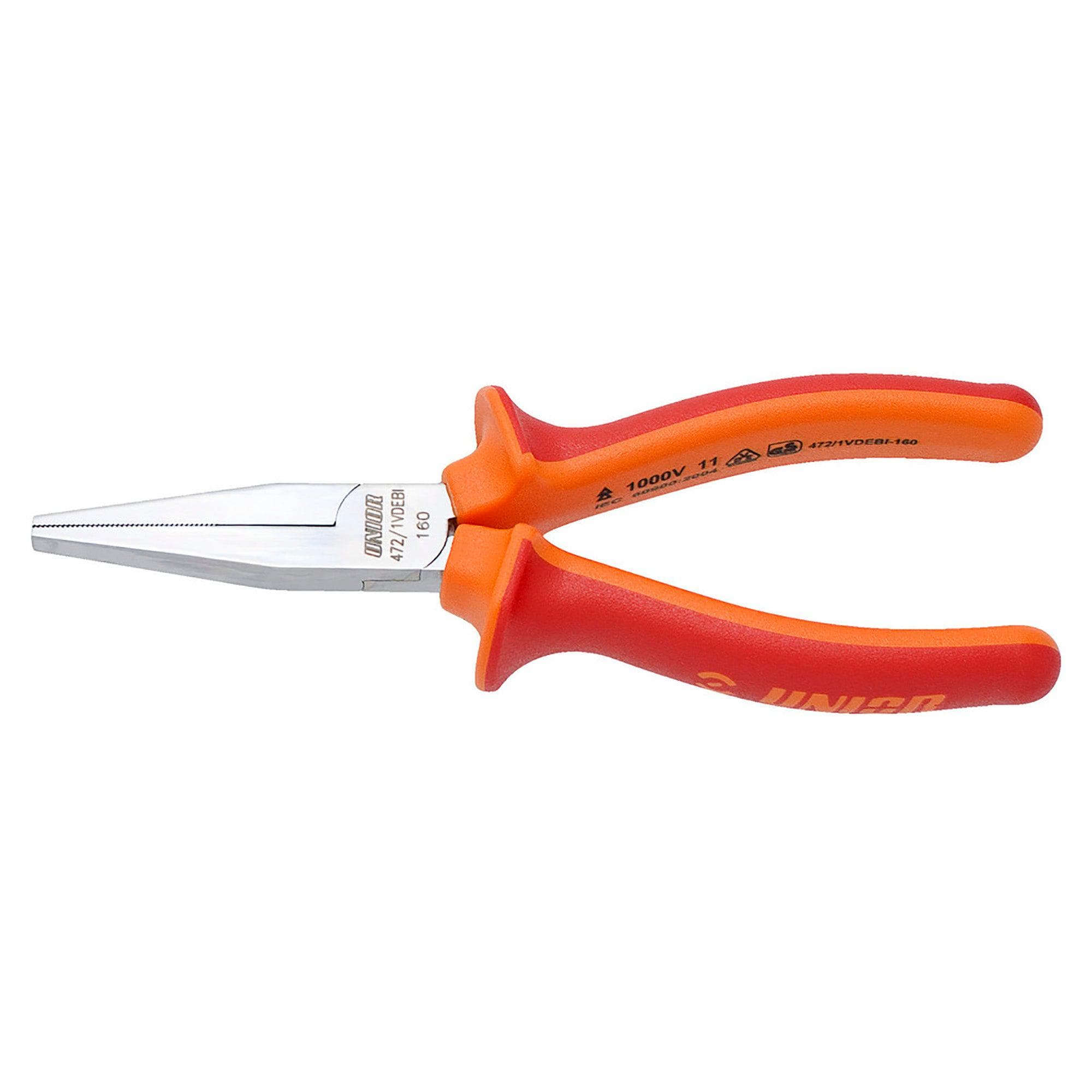 Unior Long Flat Nose Pliers: Red 160Mm