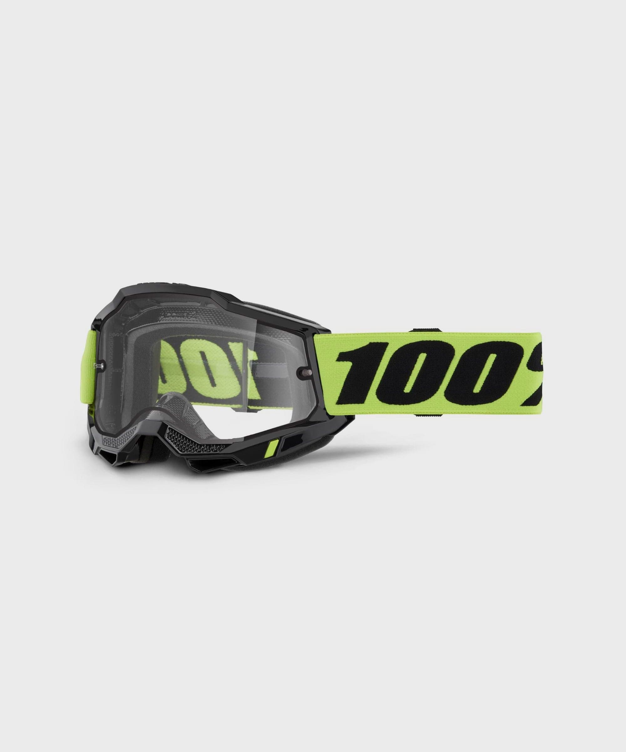 100% Accuri 2 Enduro Moto Goggles Neon Yellow / Clear Lens