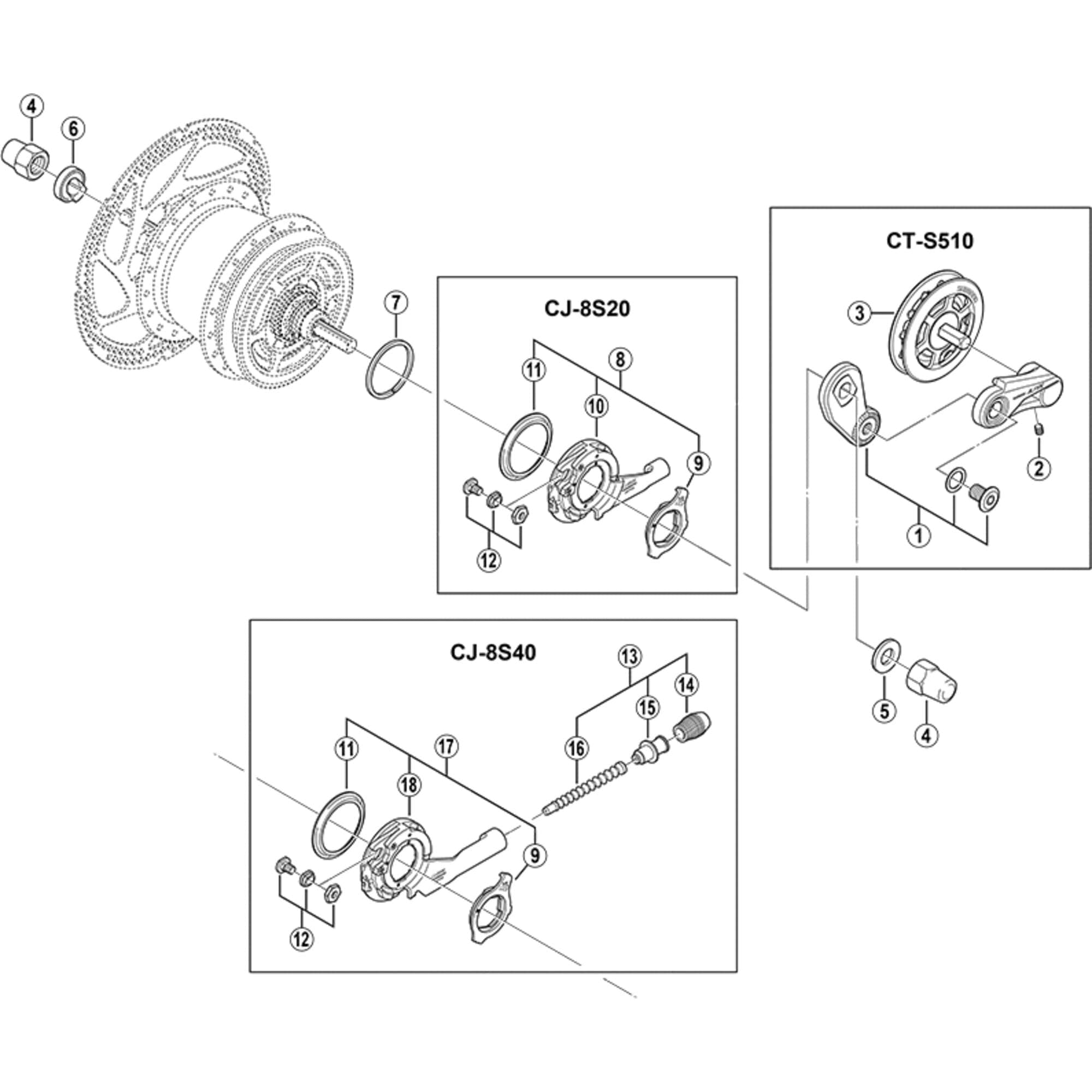 Shimano Spares Alfine CT-S510 chain tensioner pulley unit