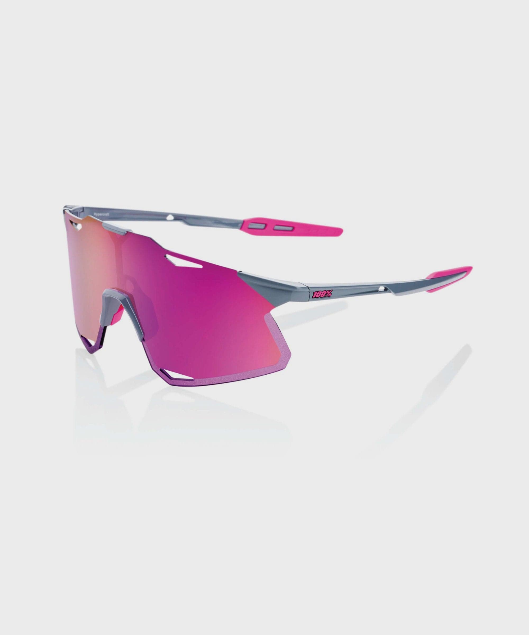 100% Hypercraft Glasses - Gloss Light Grey / Purple Multilayer Mirror Lens