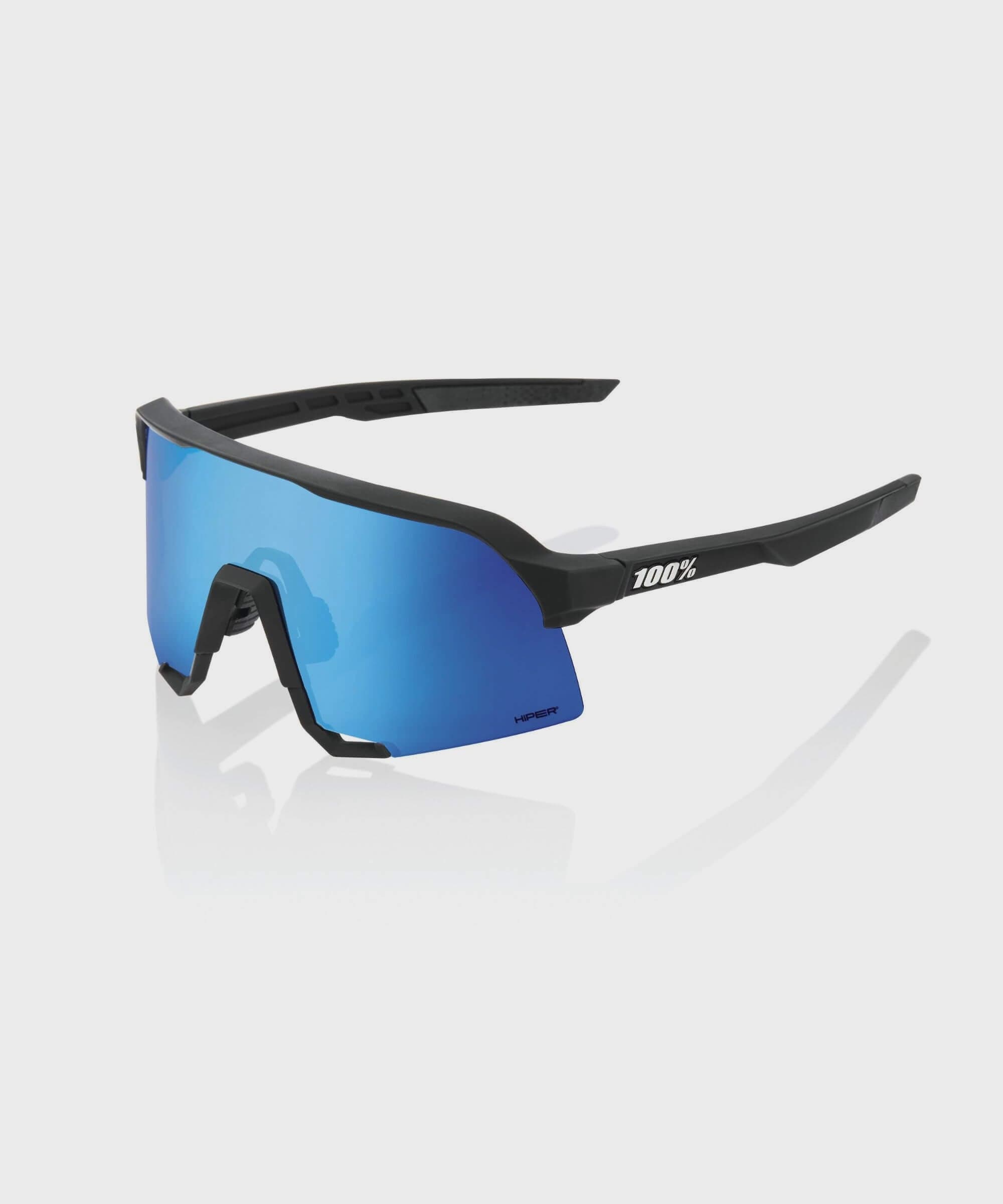 100% S3 Glasses - Matte Black / HiPER Blue Multilayer Mirror Lens