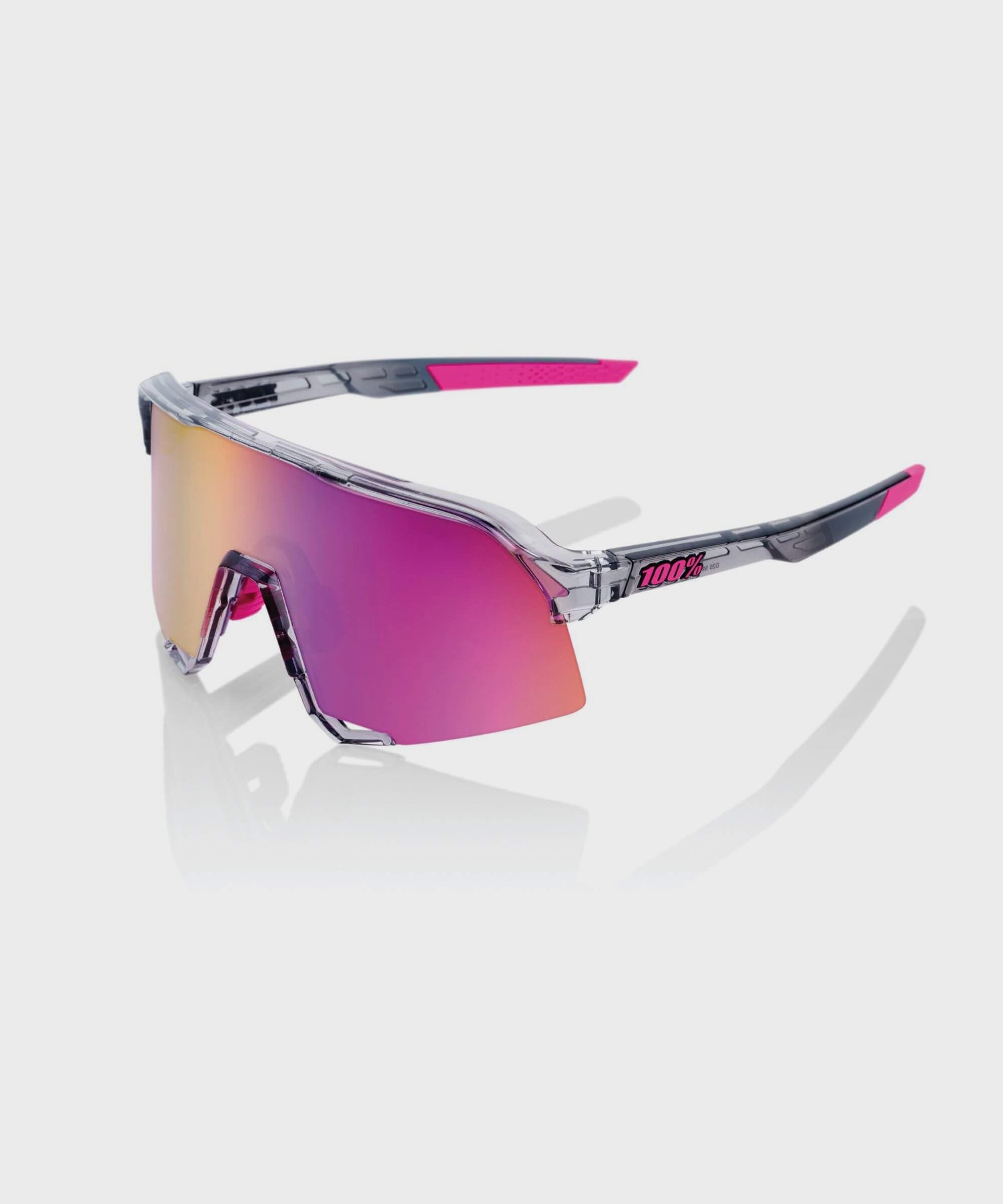 100% S3 Glasses - Polished Translucent Grey / Purple Multilayer Mirror Lens