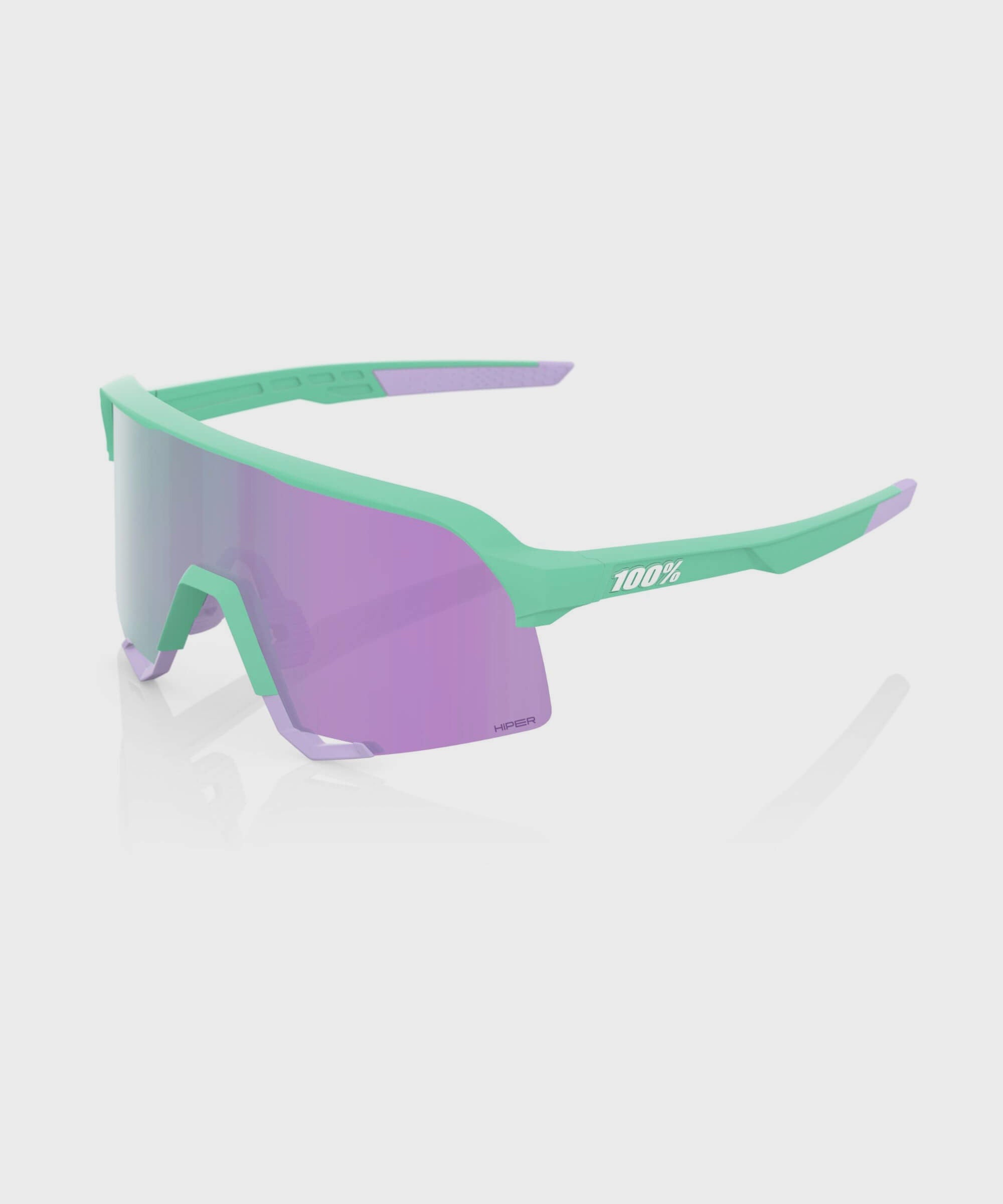 100% S3 Glasses - Soft Tact Mint / HiPER Lavender Mirror Lens
