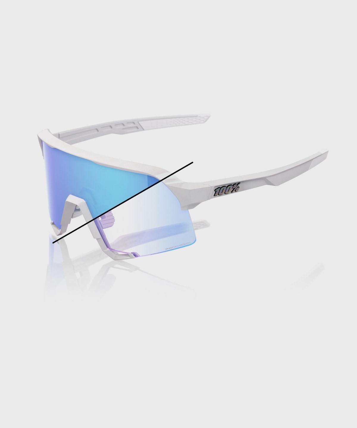 100% S3 Bastille LE Glasses - Pearl White Glitter/Blue Mirror Photochromic Lens