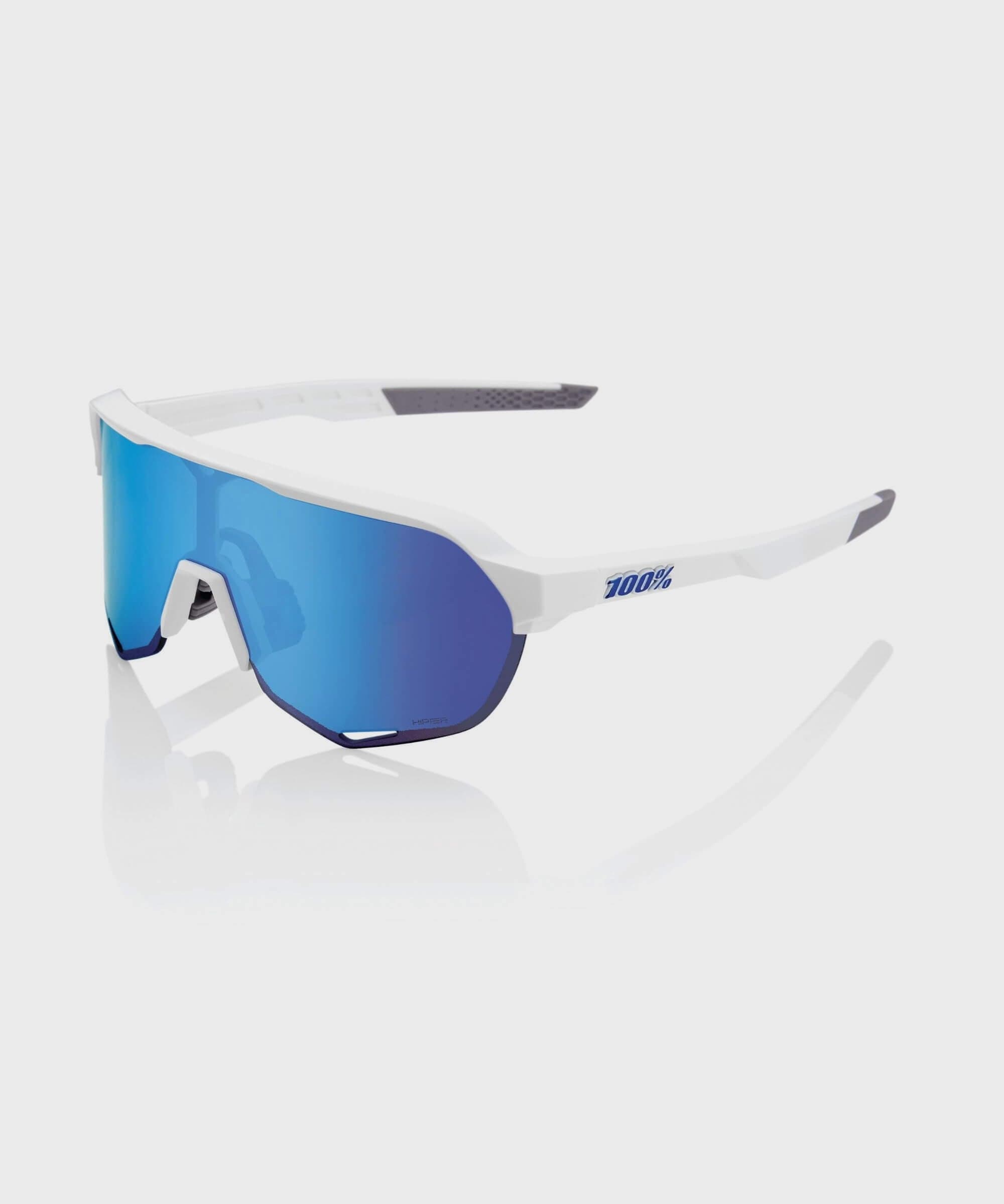 100% S2 Glasses - Matte White / HiPER Blue Multilayer Mirror Lens