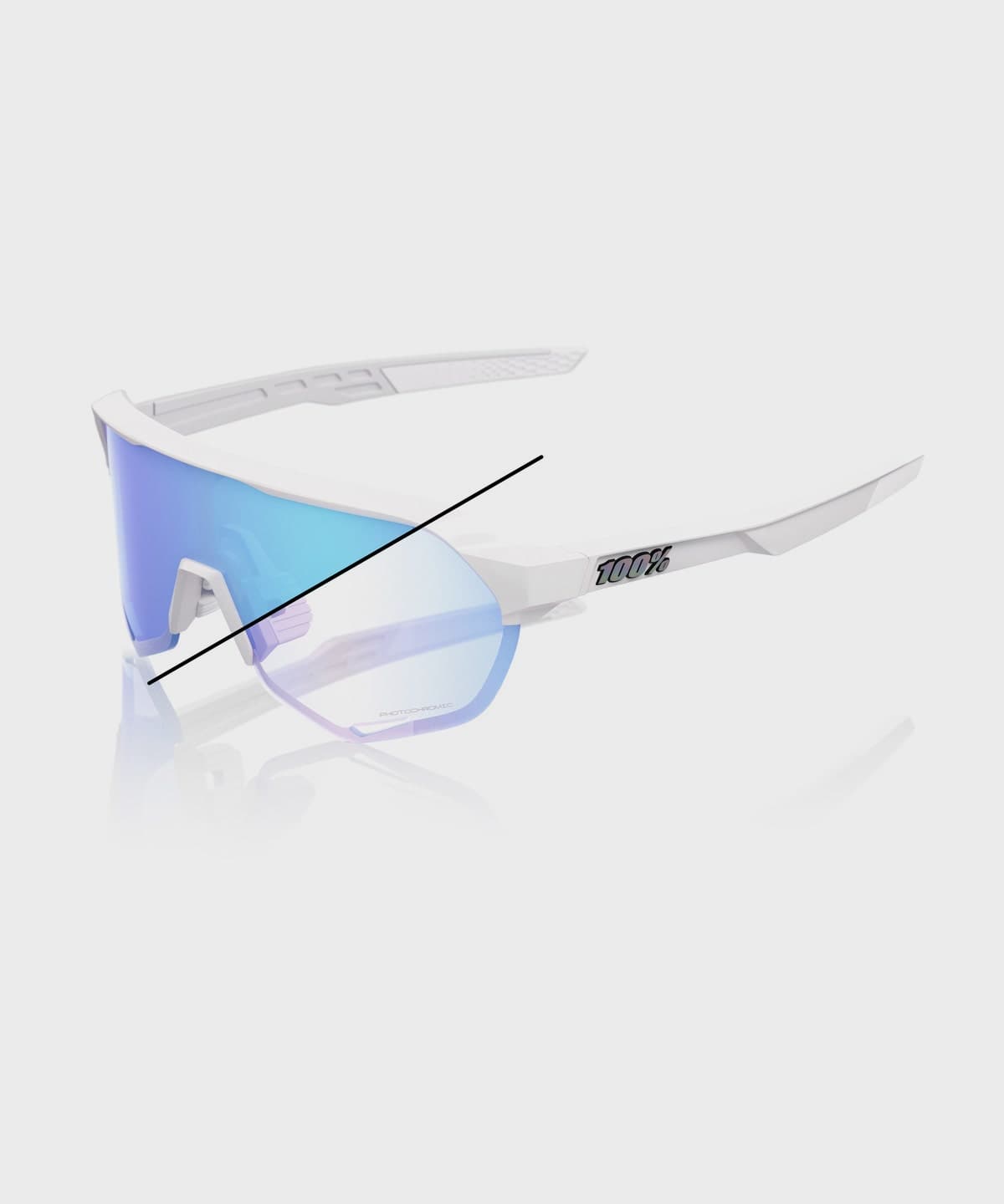 100% S2 Bastille LE Glasses - Pearl White Glitter/Blue Mirror Photochromic Lens