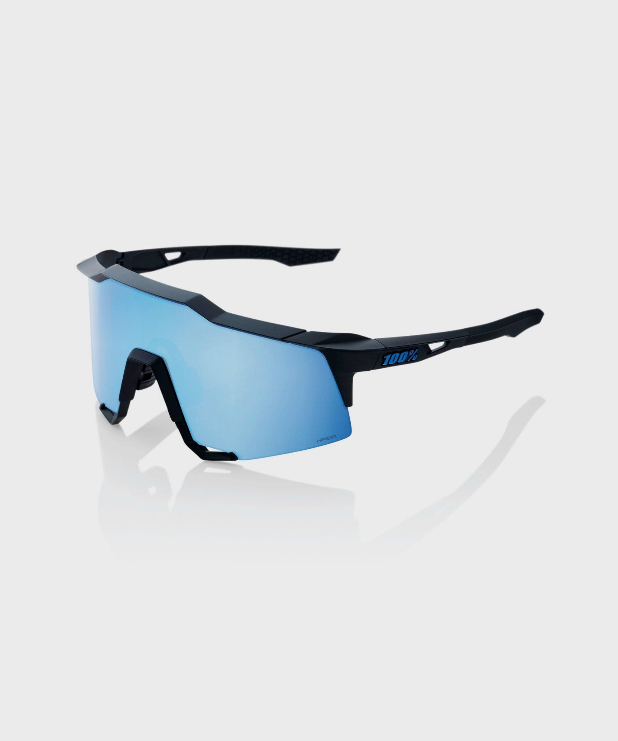 100% Speedcraft Glasses - Matte Black / HiPER Blue Multilayer Mirror Lens