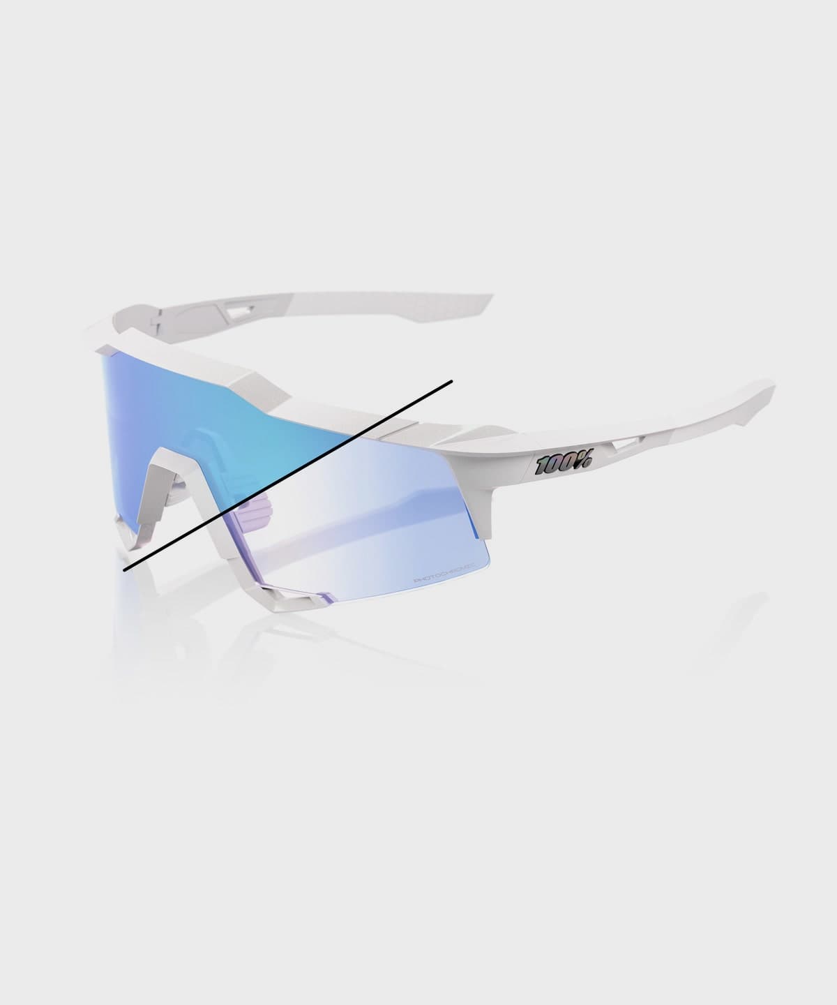 100% Speedcraft Bastille LE Glasses-Pearl White Glitter/Blue Mirror Photochromic