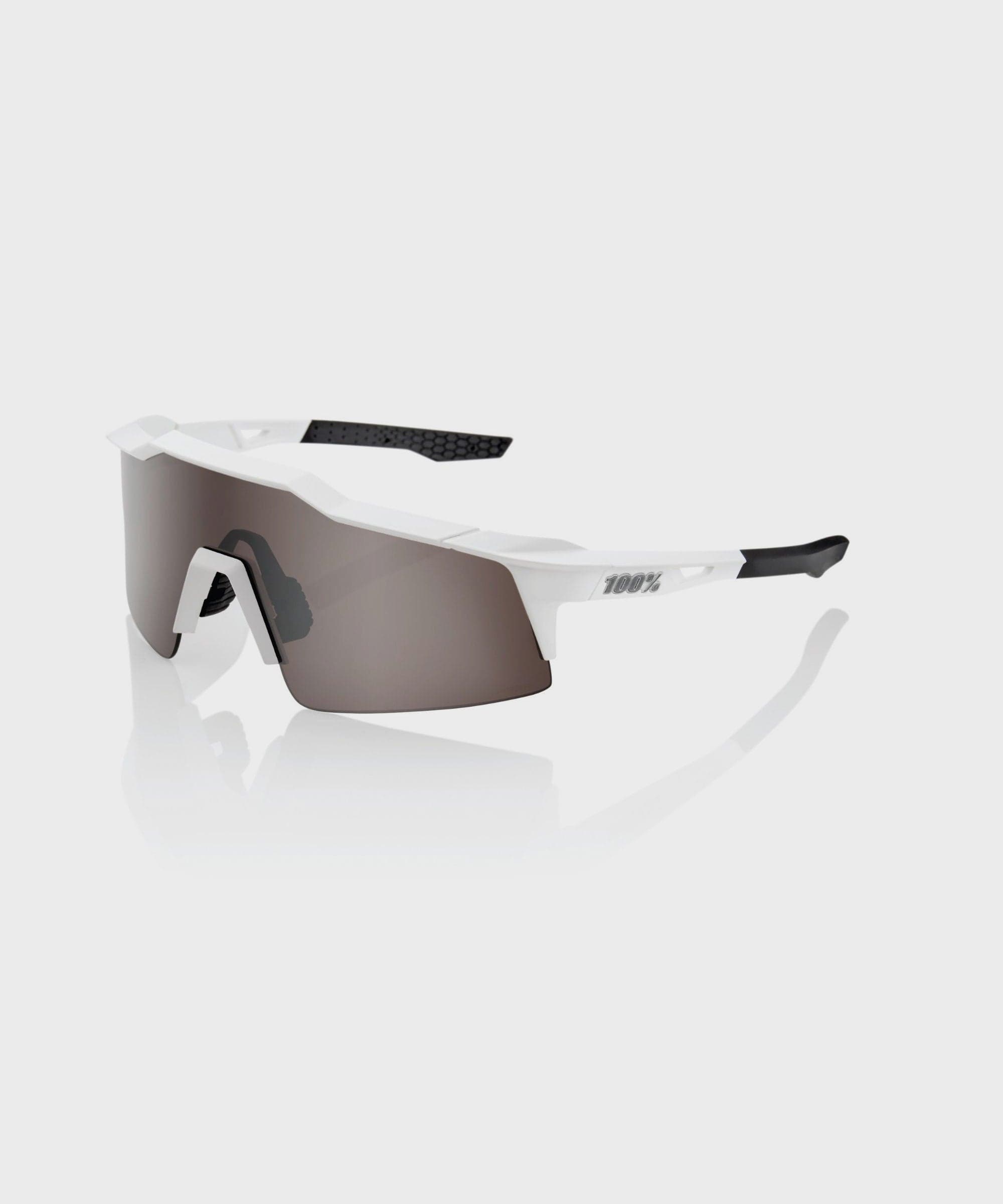 100% Speedcraft SL Glasses - Matte White / HiPER Silver Mirror Lens