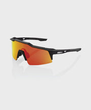 100% Speedcraft SL Glasses - Soft Tact Black/HiPER Red Multilayer Mirror Lens