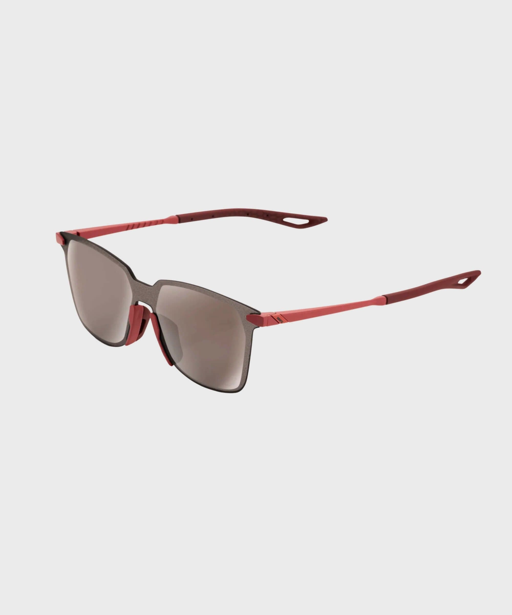 100% Legere Square Glasses - Soft Tact Crimson / HiPER Silver Mirror Lens