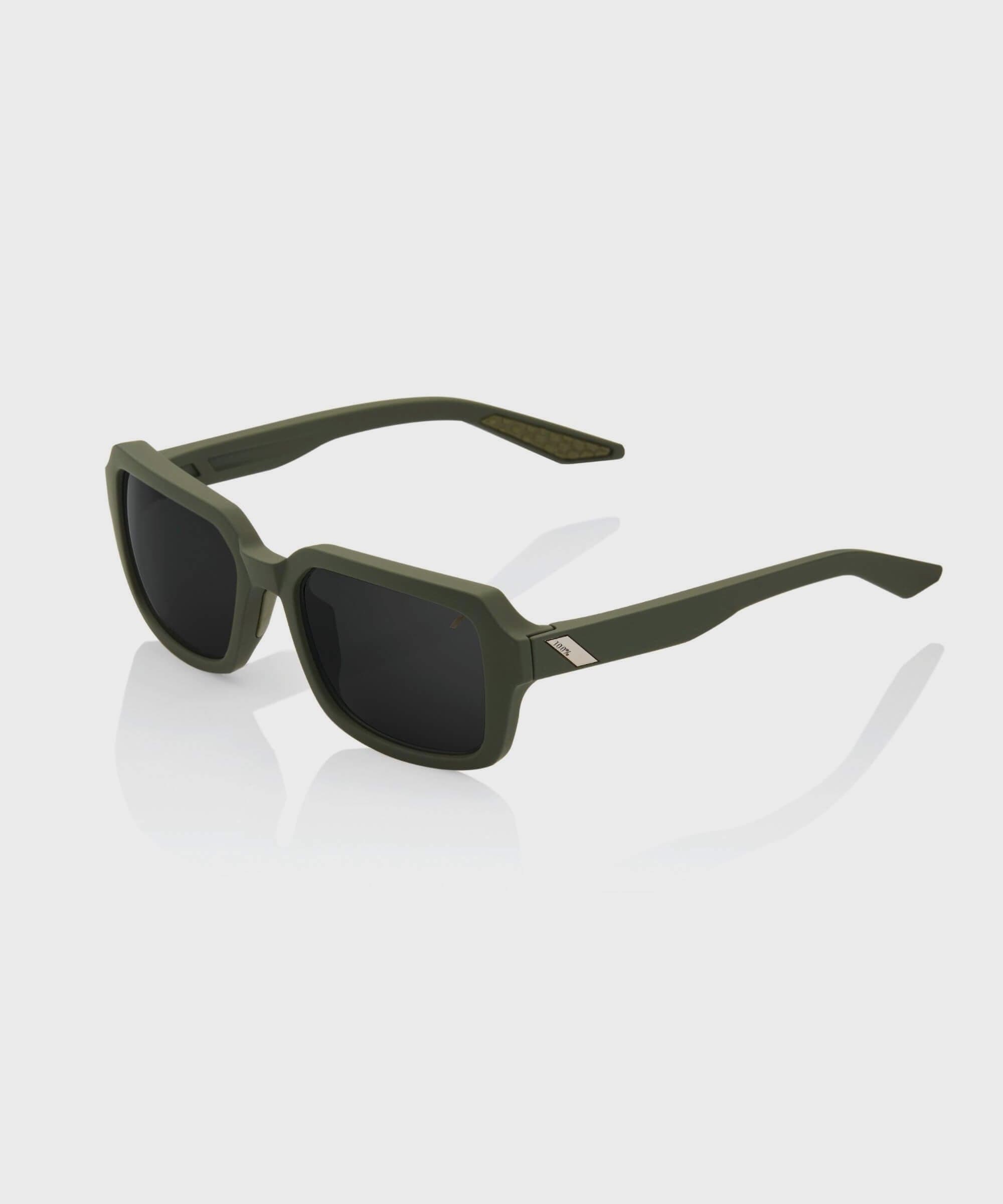 100% Rideley Glasses - Soft Tact Army Green / Black Mirror Lens