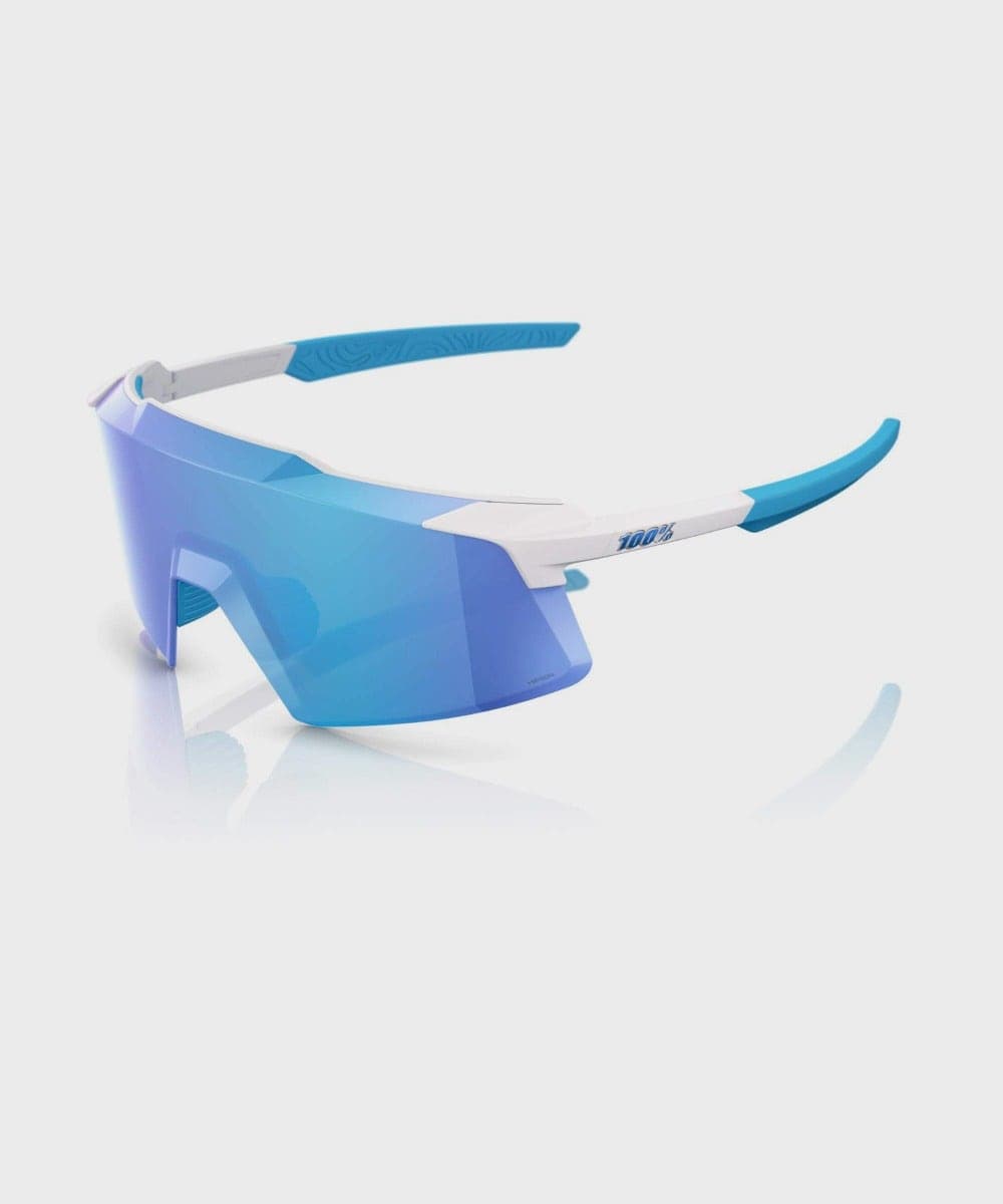 100% Aerocraft Glasses - Matte White / HiPER Blue Mirror Lens