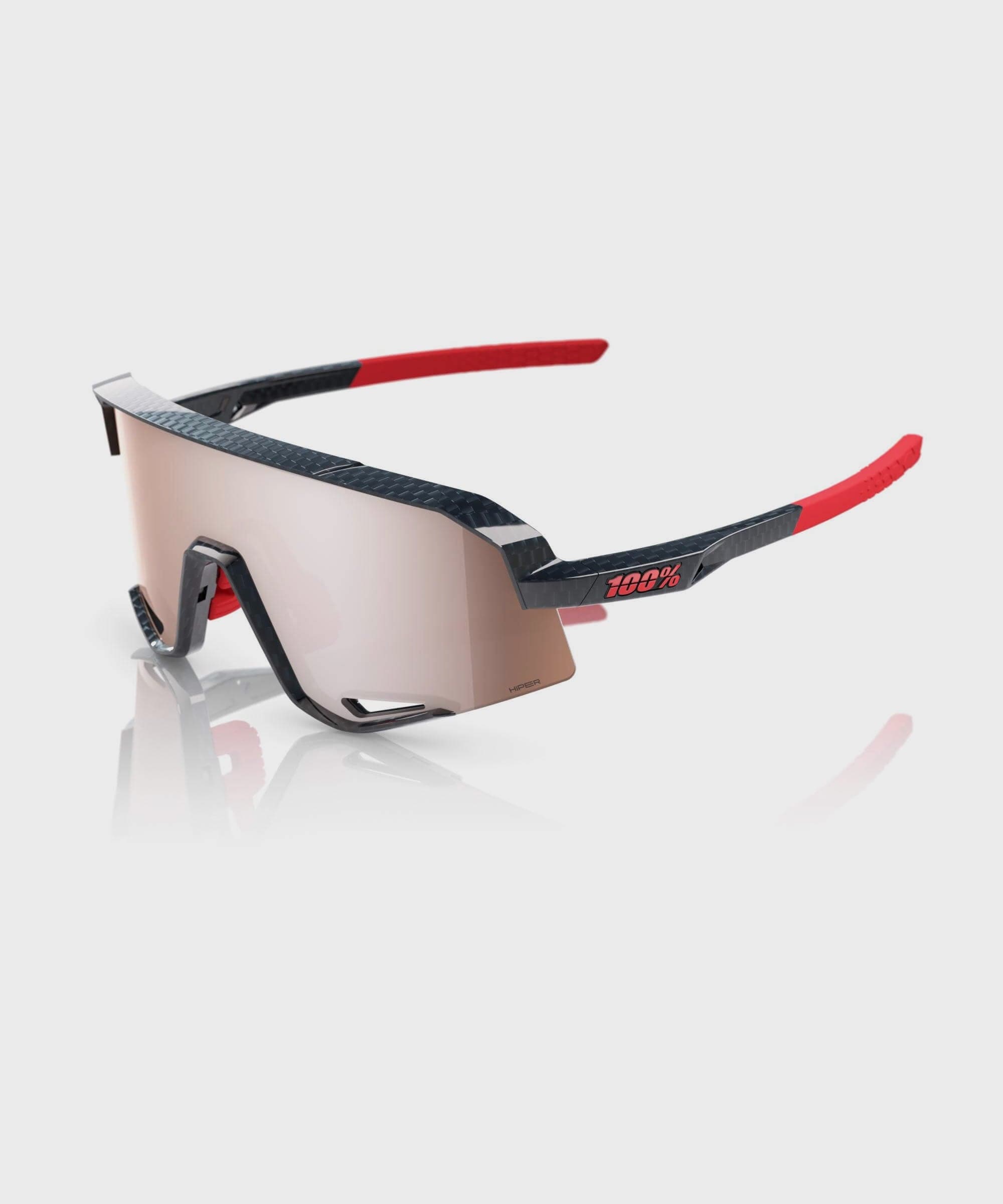 100% Slendale Glasses - Gloss Carbon Fibre / HiPER Crimson Silver Lens