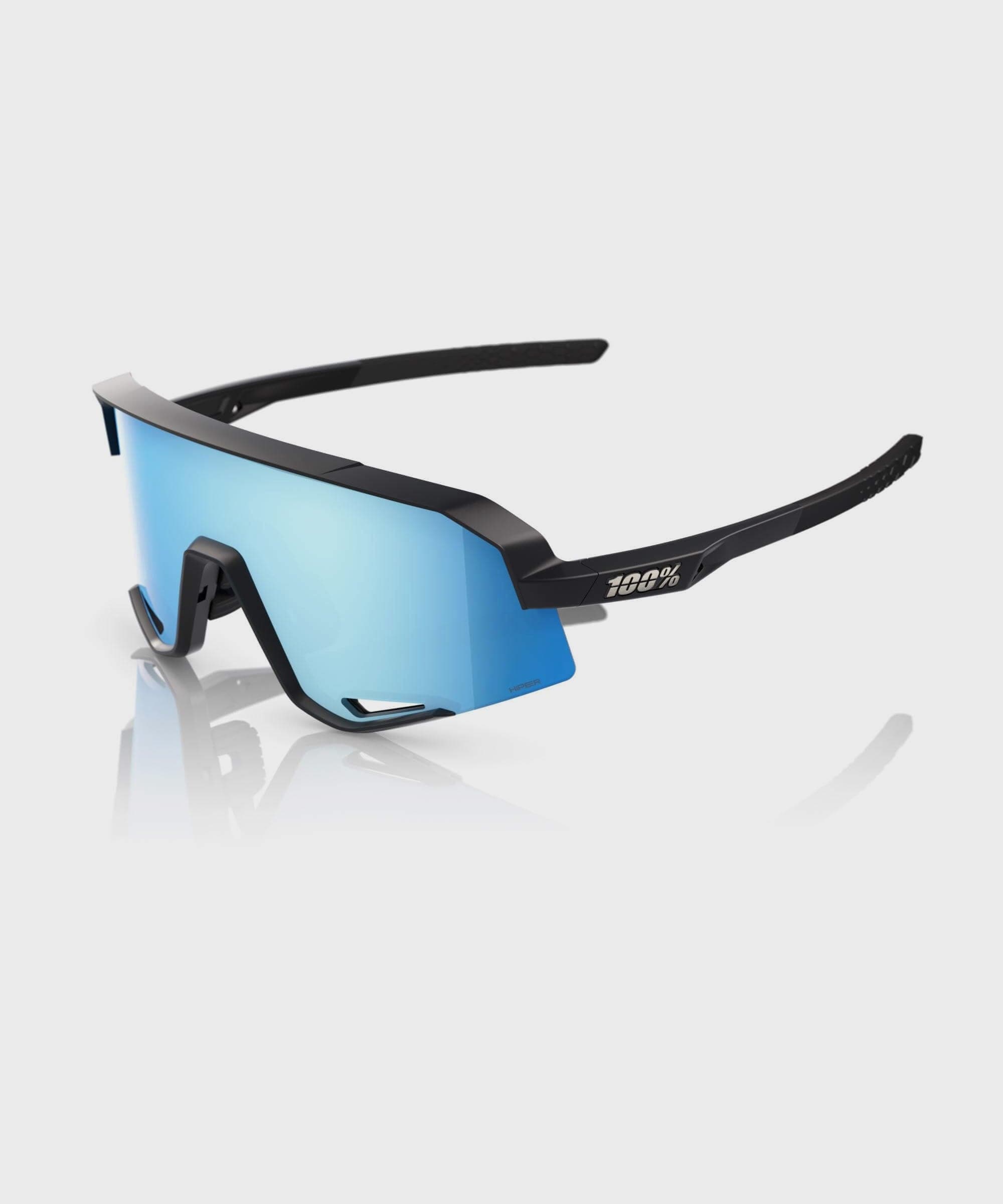 100% Slendale Glasses - Matte Black / HiPER Blue Multilayer Mirror Lens
