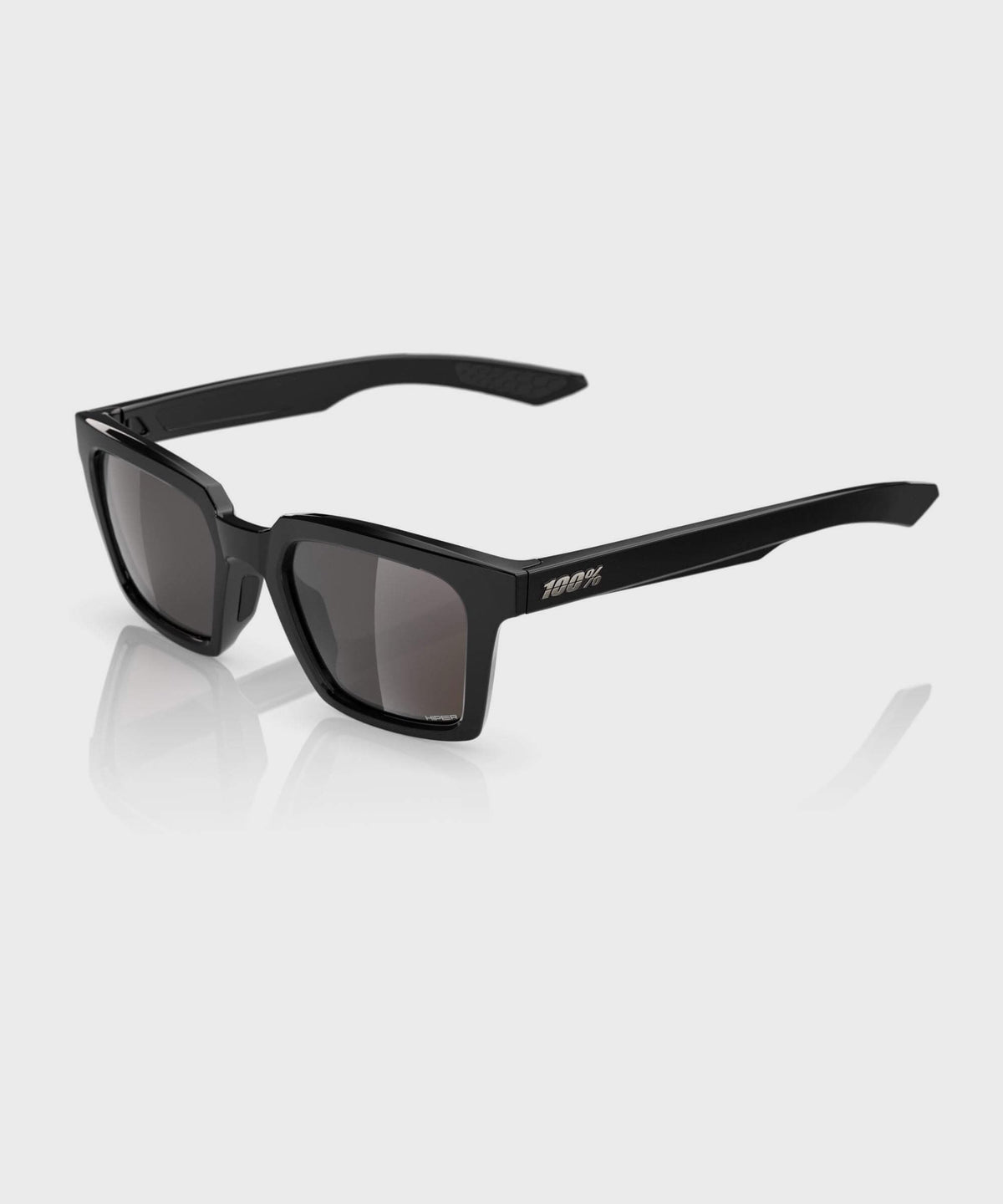 100% Erba Glasses - Polished Black / HiPER Crimson-Silver Lens