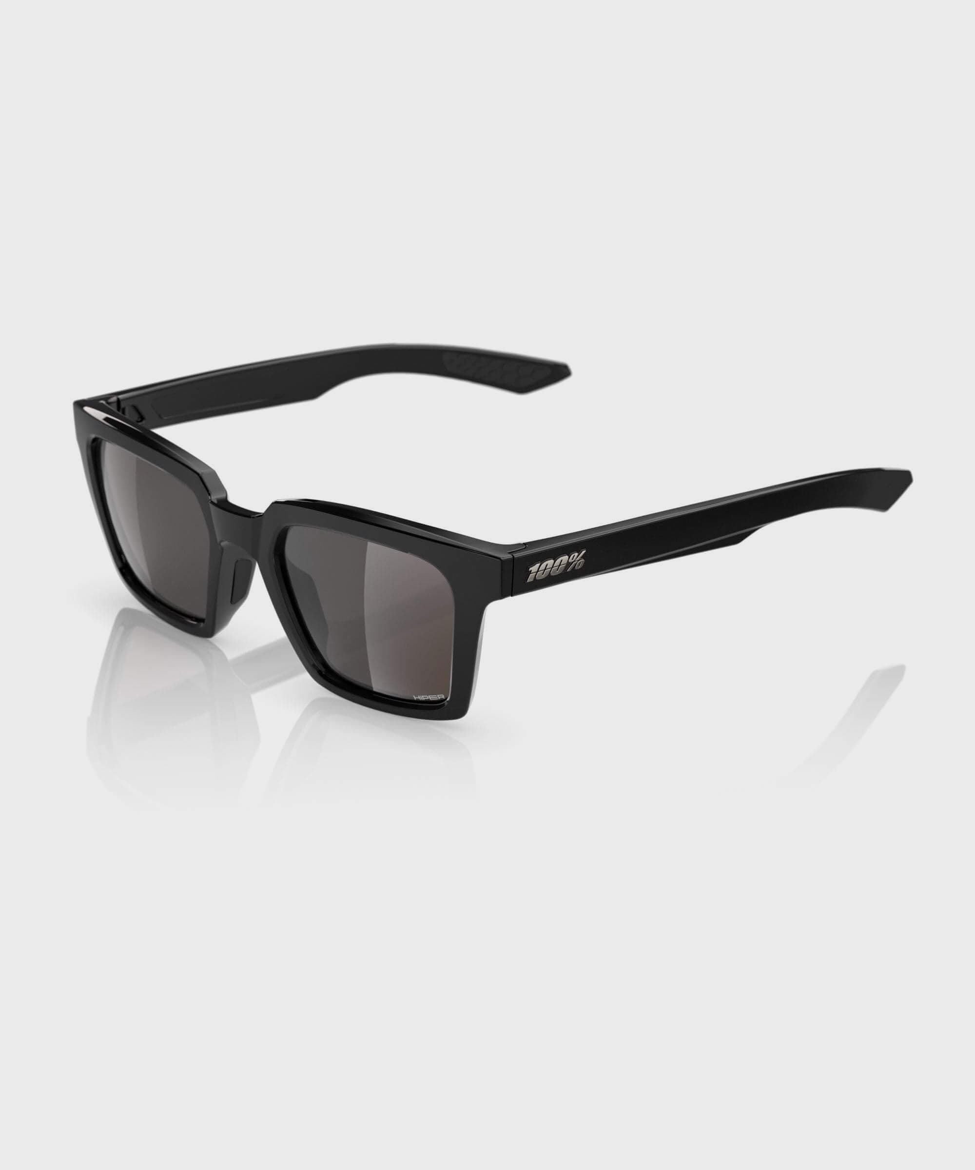 100% Erba Glasses - Polished Black / HiPER Crimson-Silver Lens