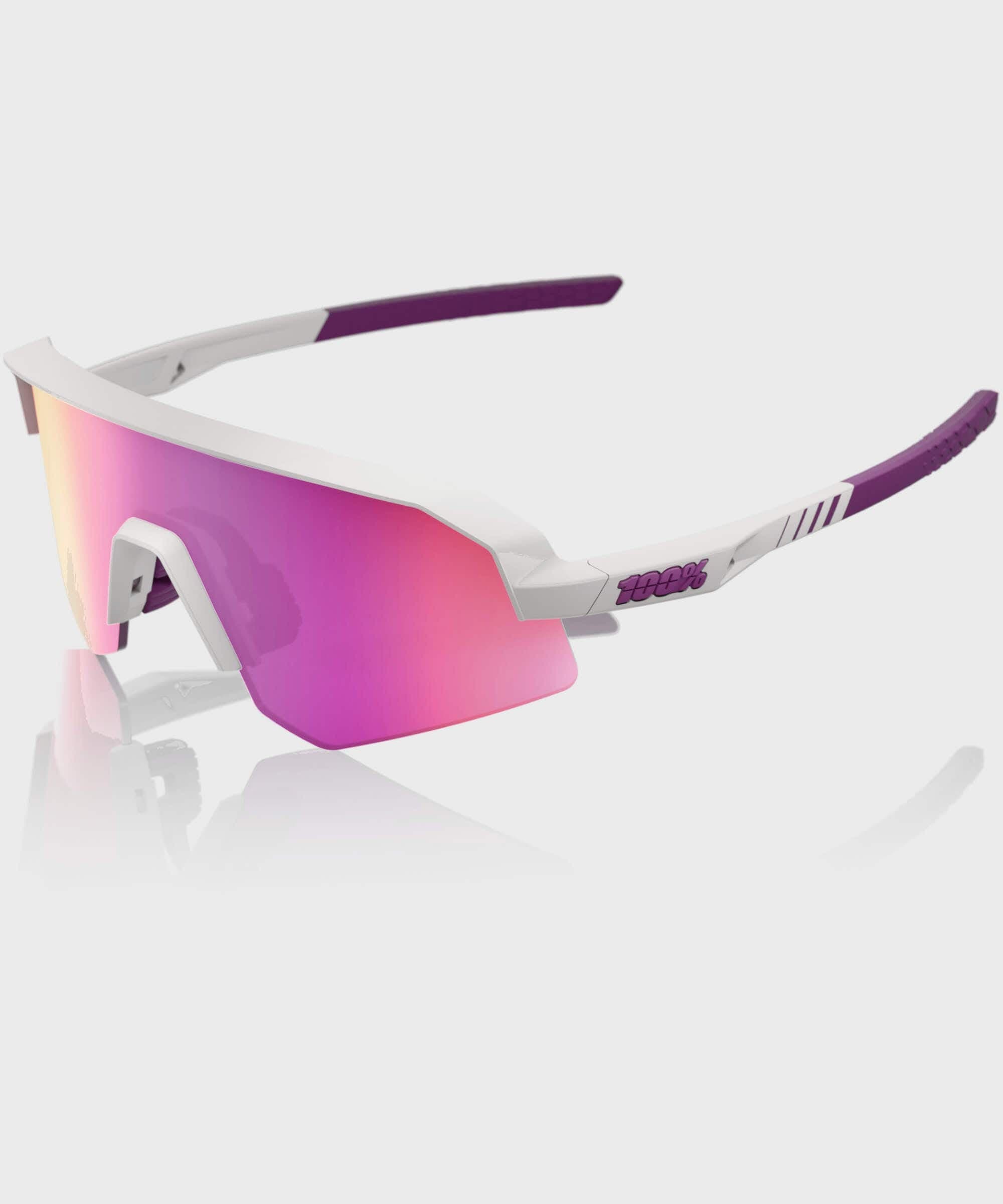 100% Slendale SL Glasses - Matte Chalk / Purple Multilayer Mirror Lens