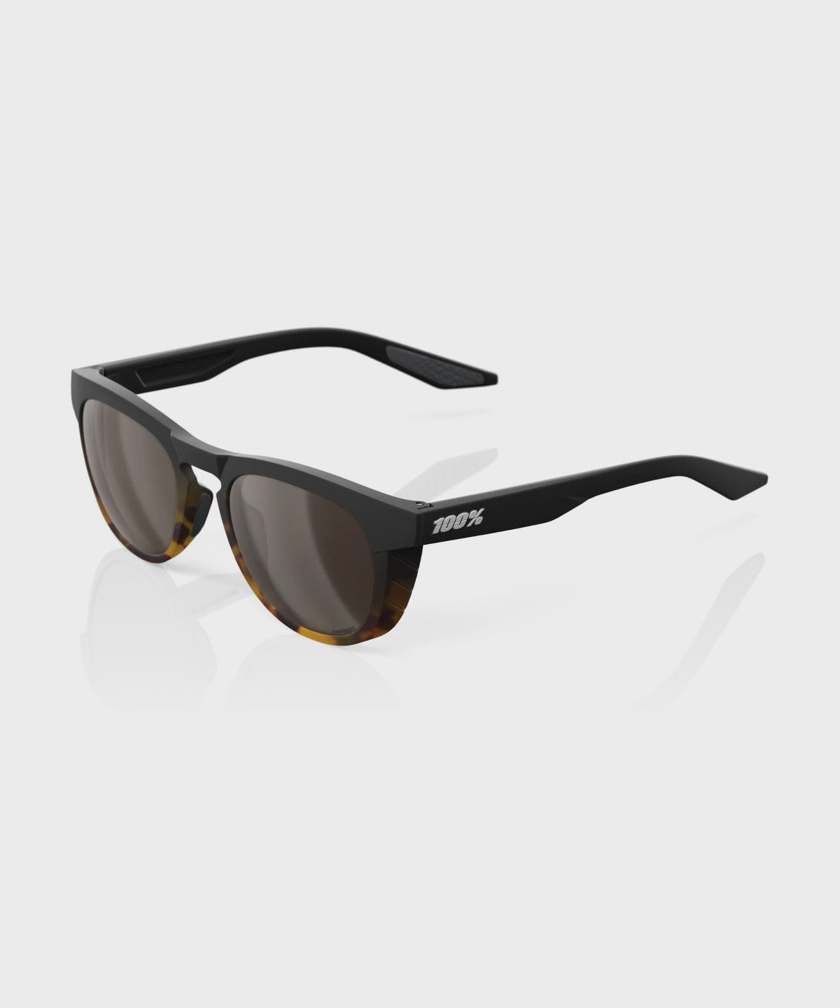 100% Slent Glasses - Soft Tact Black/Havana Fade / HiPER Silver Mirror Lens