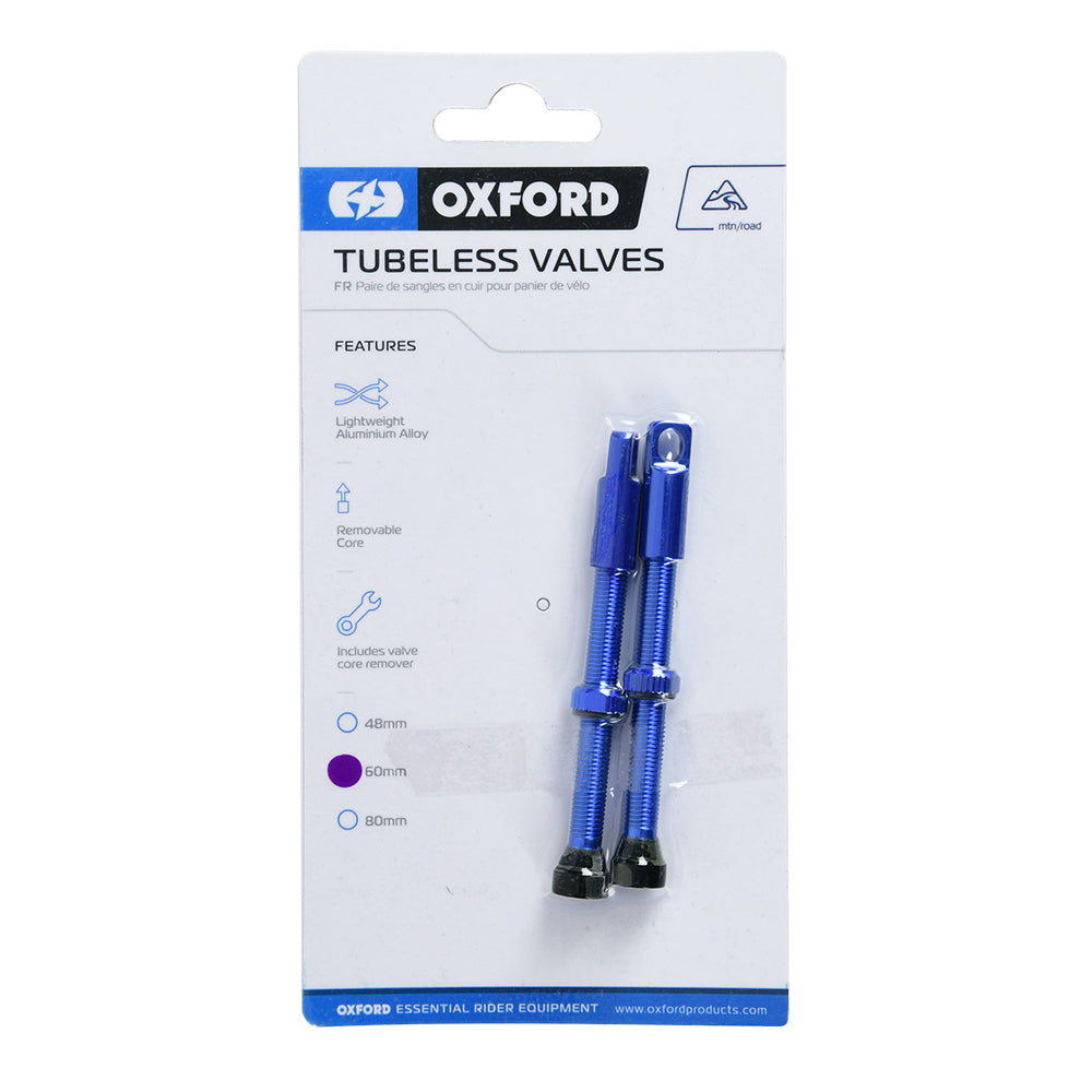 Oxford Tubeless Alloy Valve 60mm Blue