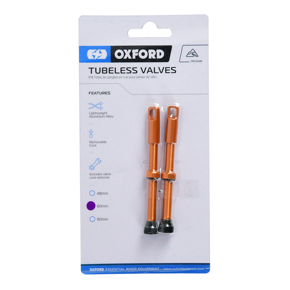 Oxford Tubeless Alloy Valve 60mm Orange