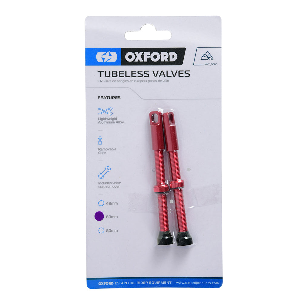 Oxford Tubeless Alloy Valve 60mm Red