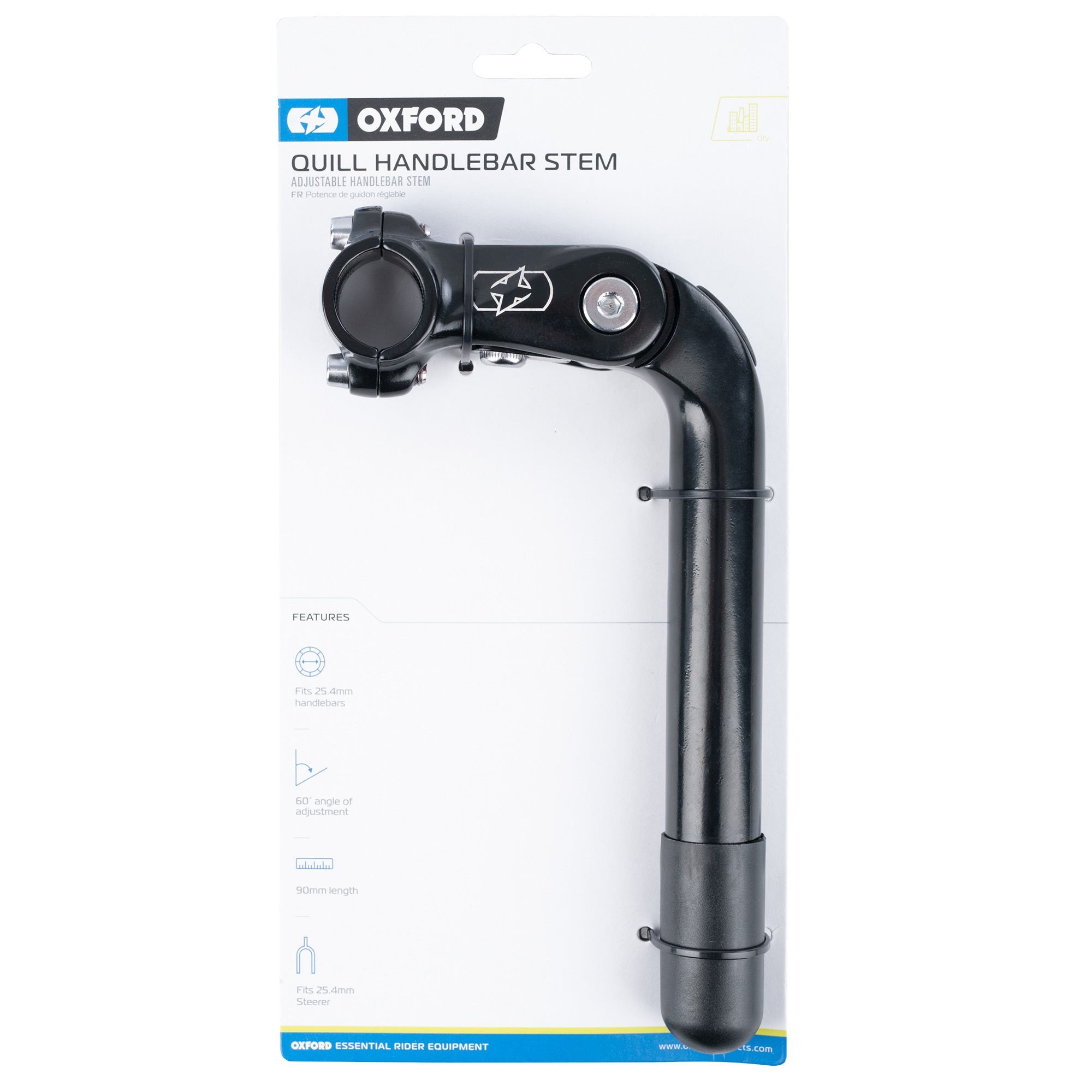 Oxford Adjustable Quill Handlebar Stem 25.4mmx90mm BLK