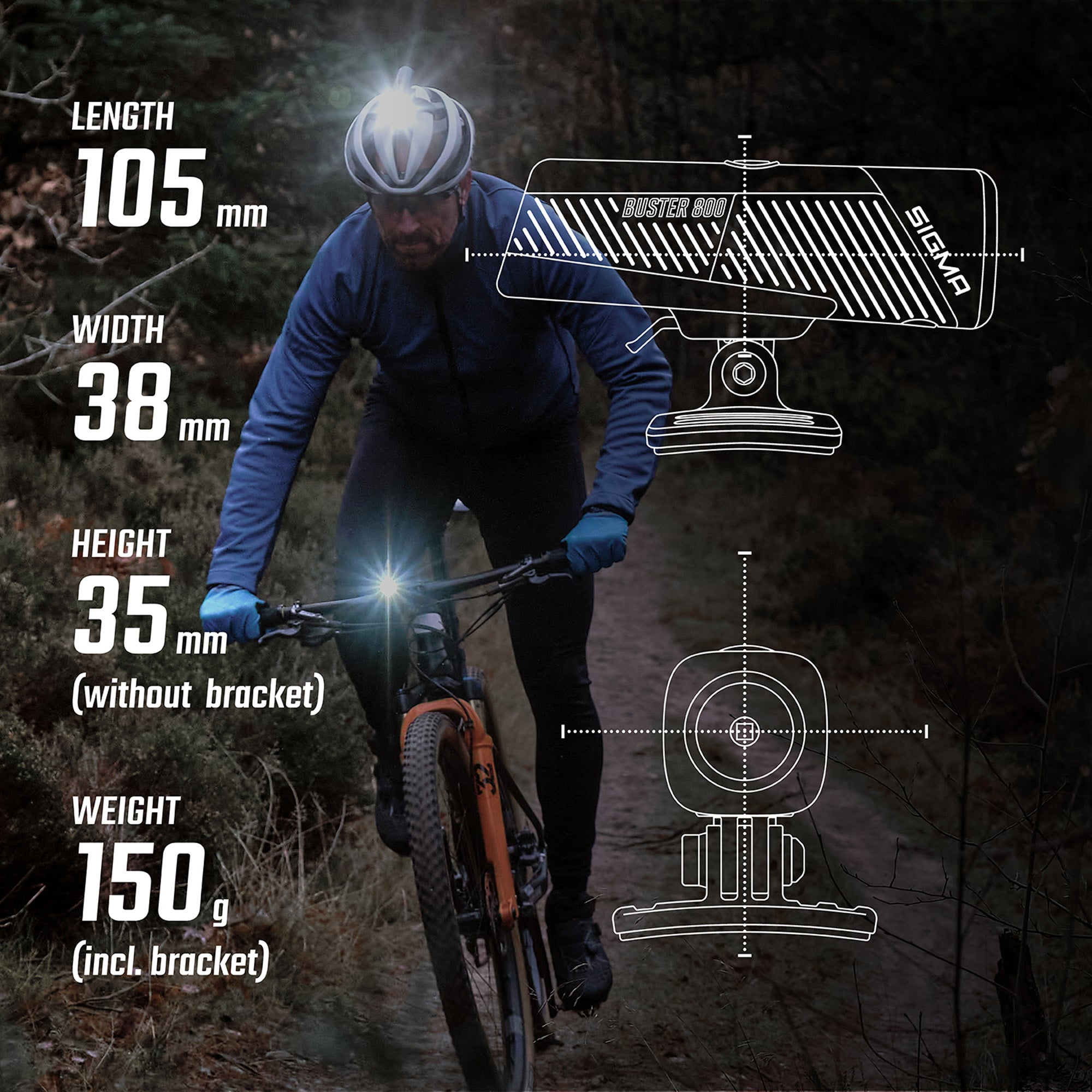 Sigma Buster 800 Headlight w/helmet mount