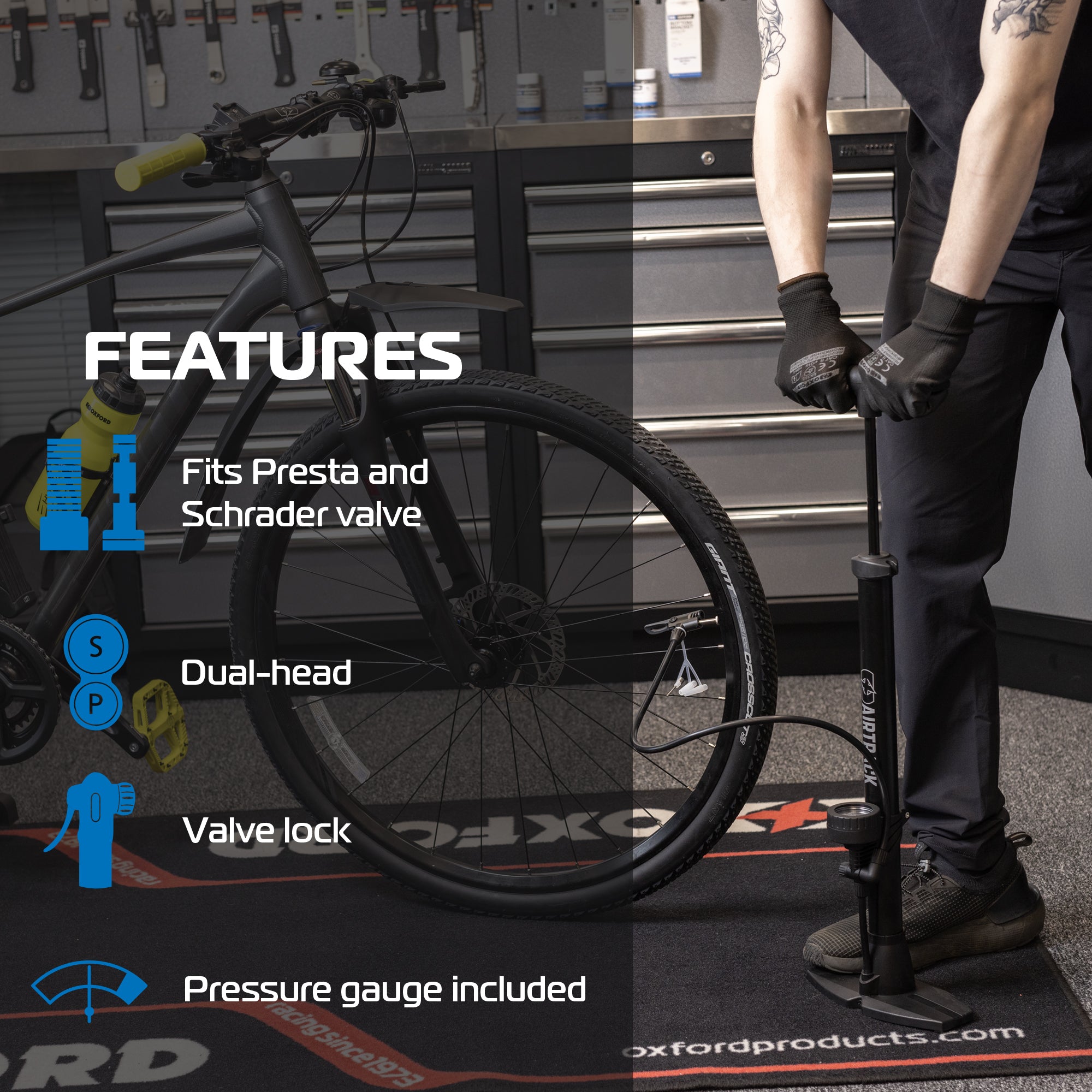 Oxford Airtrack Lite Floor Pump + Gauge