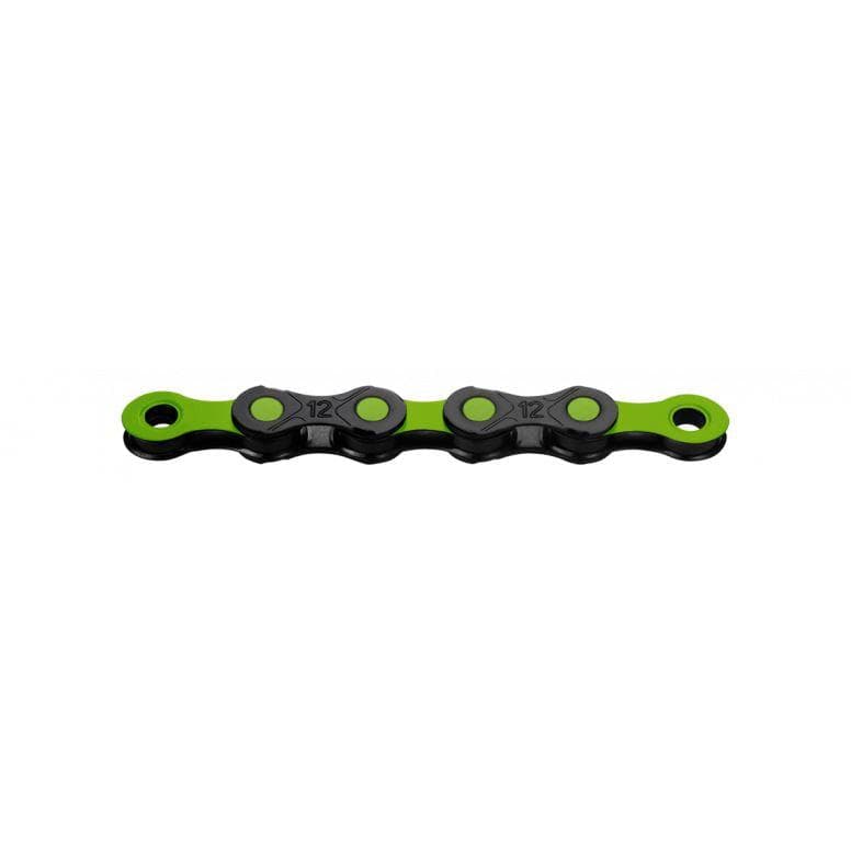 KMC DLC 12 Waxed Chain 126L - Black/Green - 126L