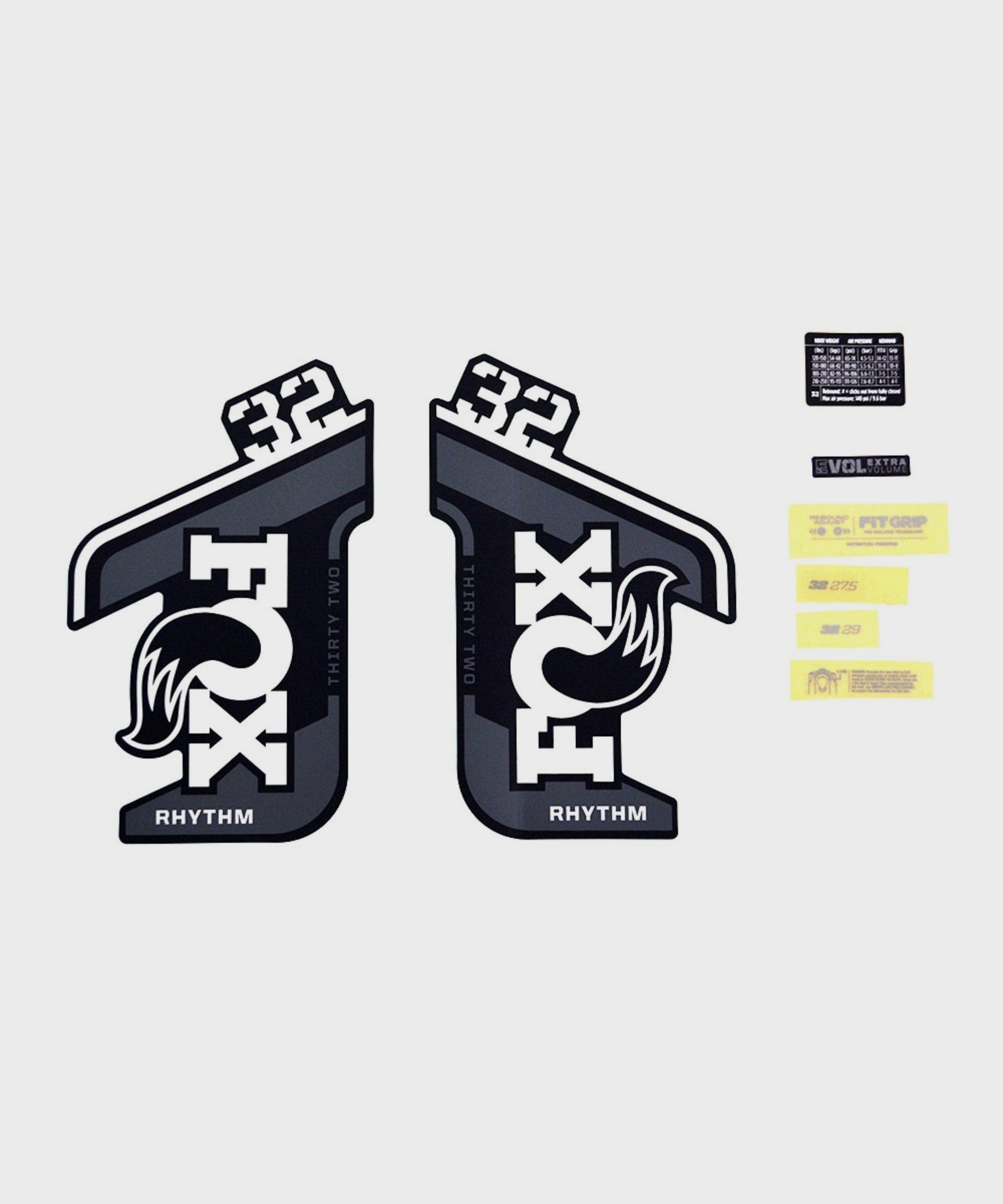 FOX Fork 32 Rhythm Decal Kit: P-S Grey Logo 2021