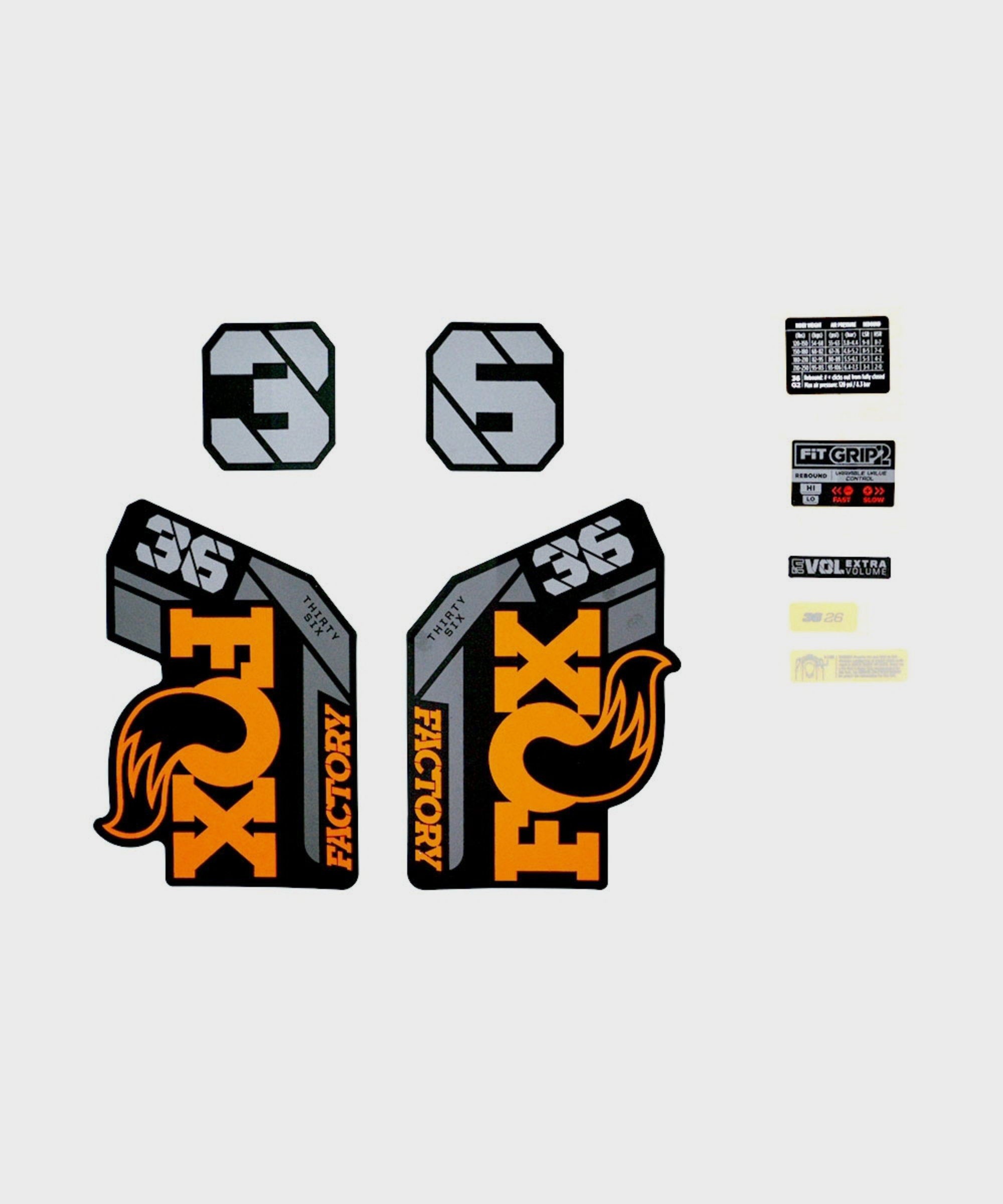 FOX Fork 36 Decal Kit: F-S 26" Orange Logo Matte Black 2021
