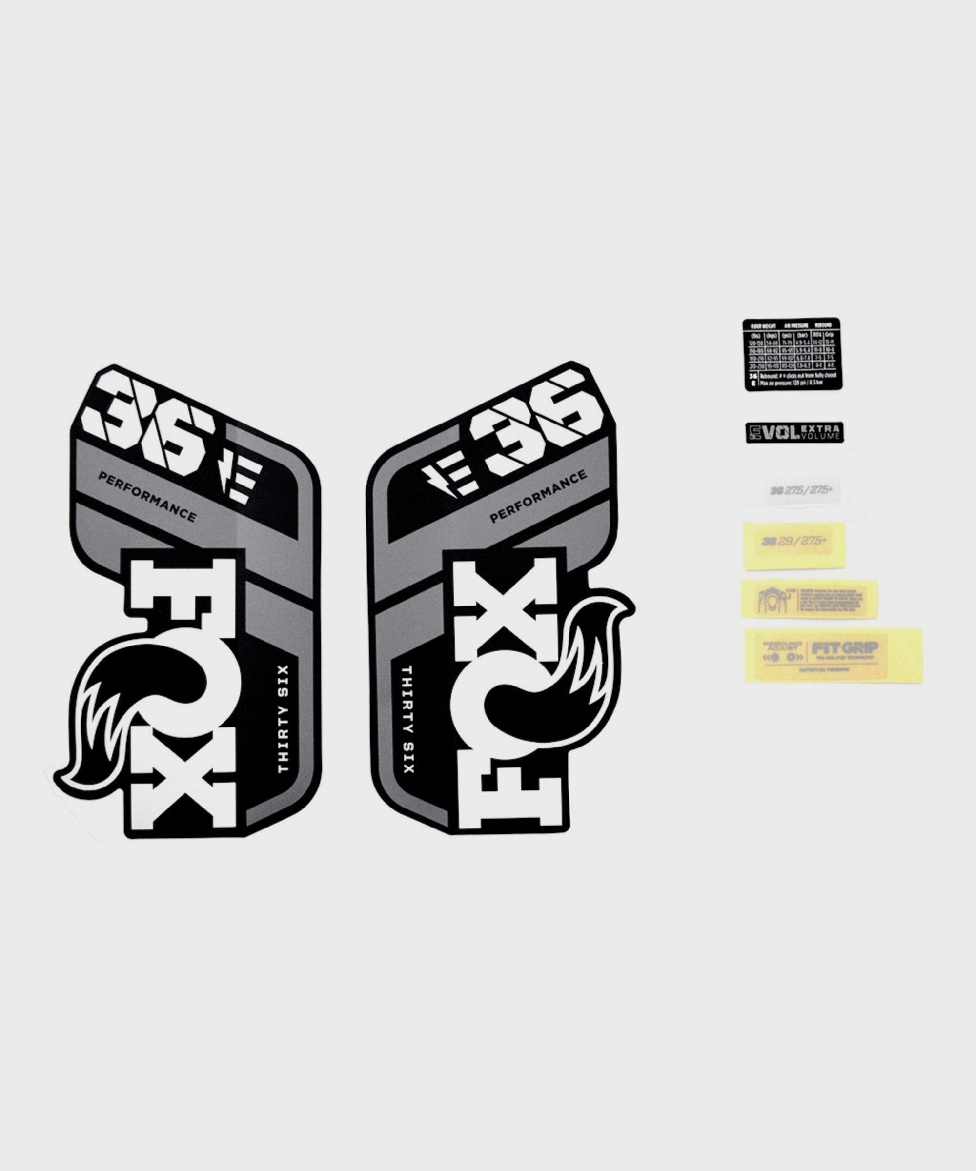 FOX Fork 36 Decal Kit: P-S E-Bike+ Grey Logo Matte Black 2021