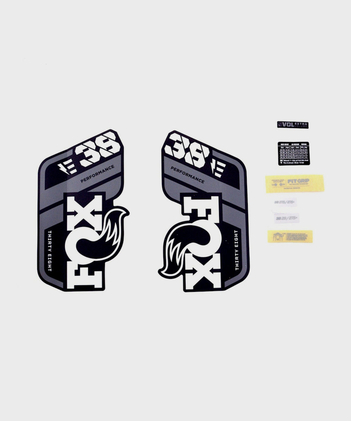 FOX Fork 38 Decal Kit: P-S E-Bike+ Grey Logo Matte Black 2021