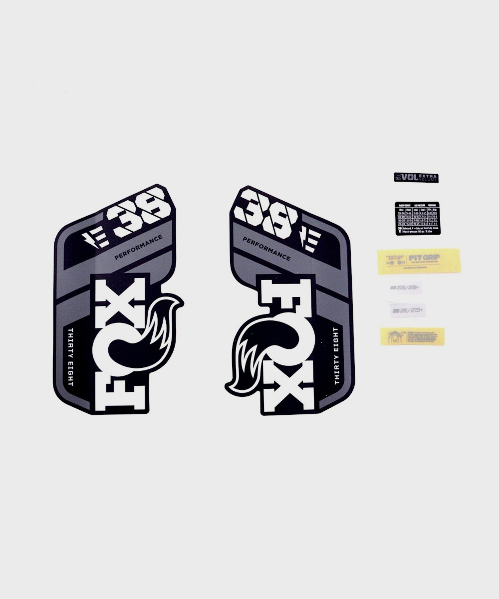 FOX Fork 38 Decal Kit: P-S E-Bike+ Grey Logo Matte Black 2021