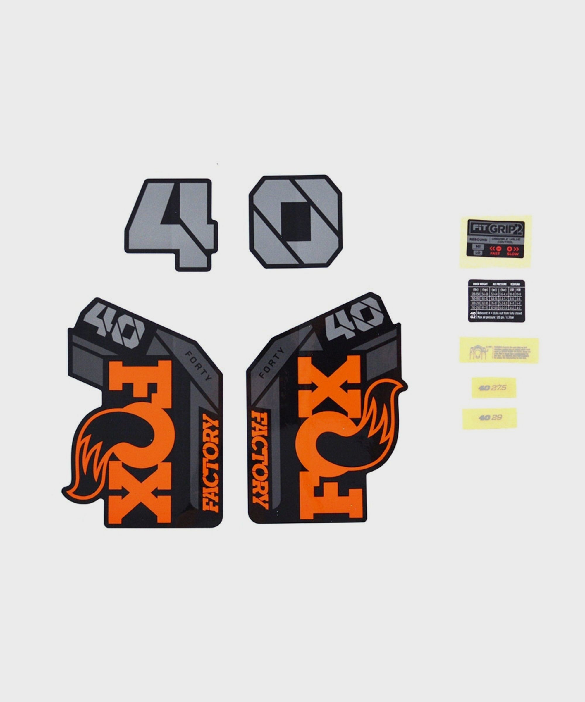 FOX Fork 40 Decal Kit: F-S Orange Logo Shiny Black 2021